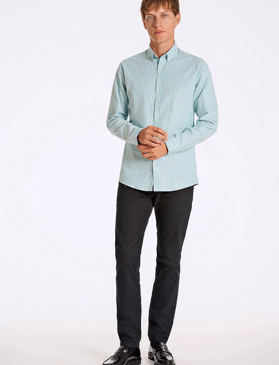Lindbergh - Striped superflex oxford L/S - randiga skjortor - mint - 4