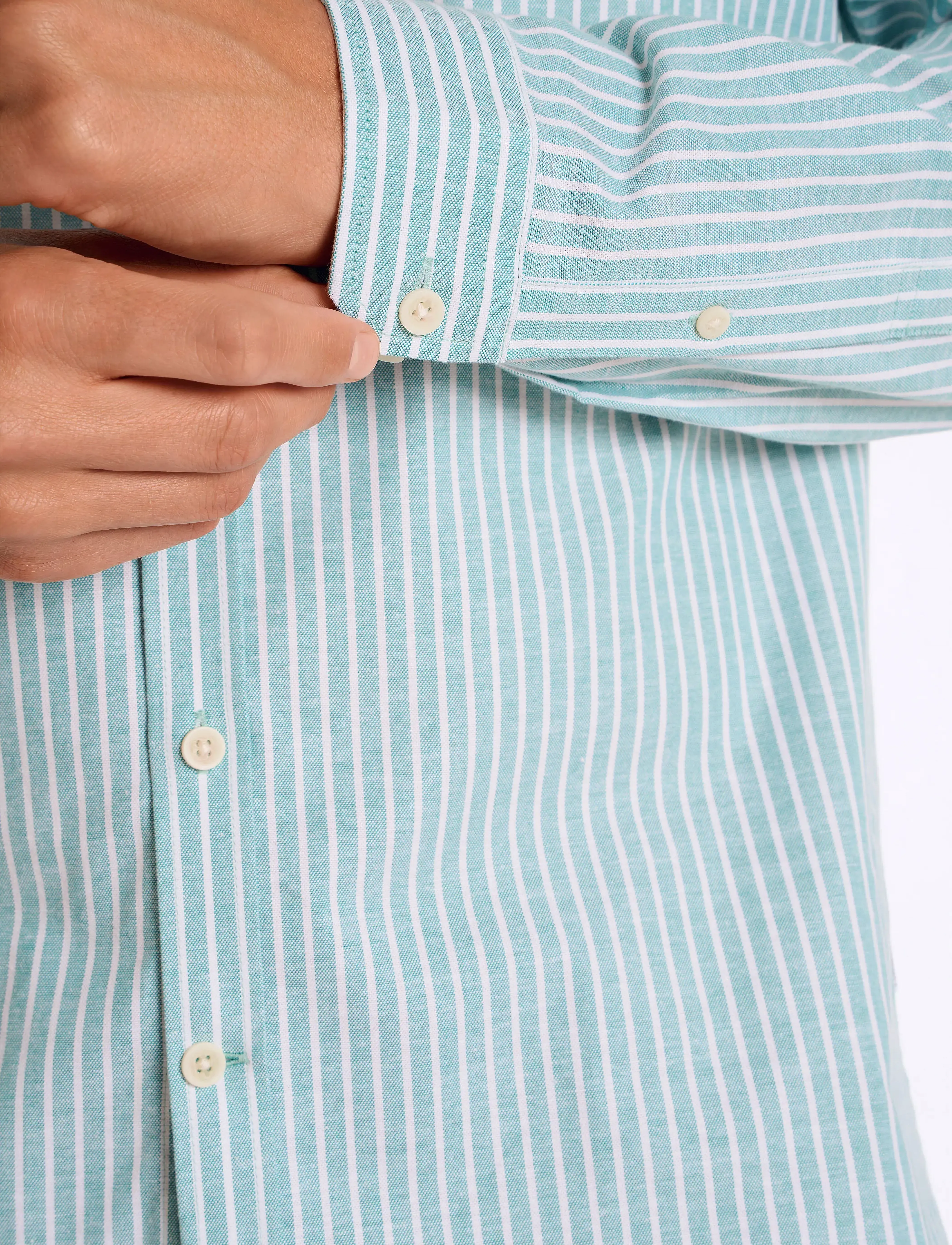 Lindbergh - Striped superflex oxford L/S - randiga skjortor - mint - 5
