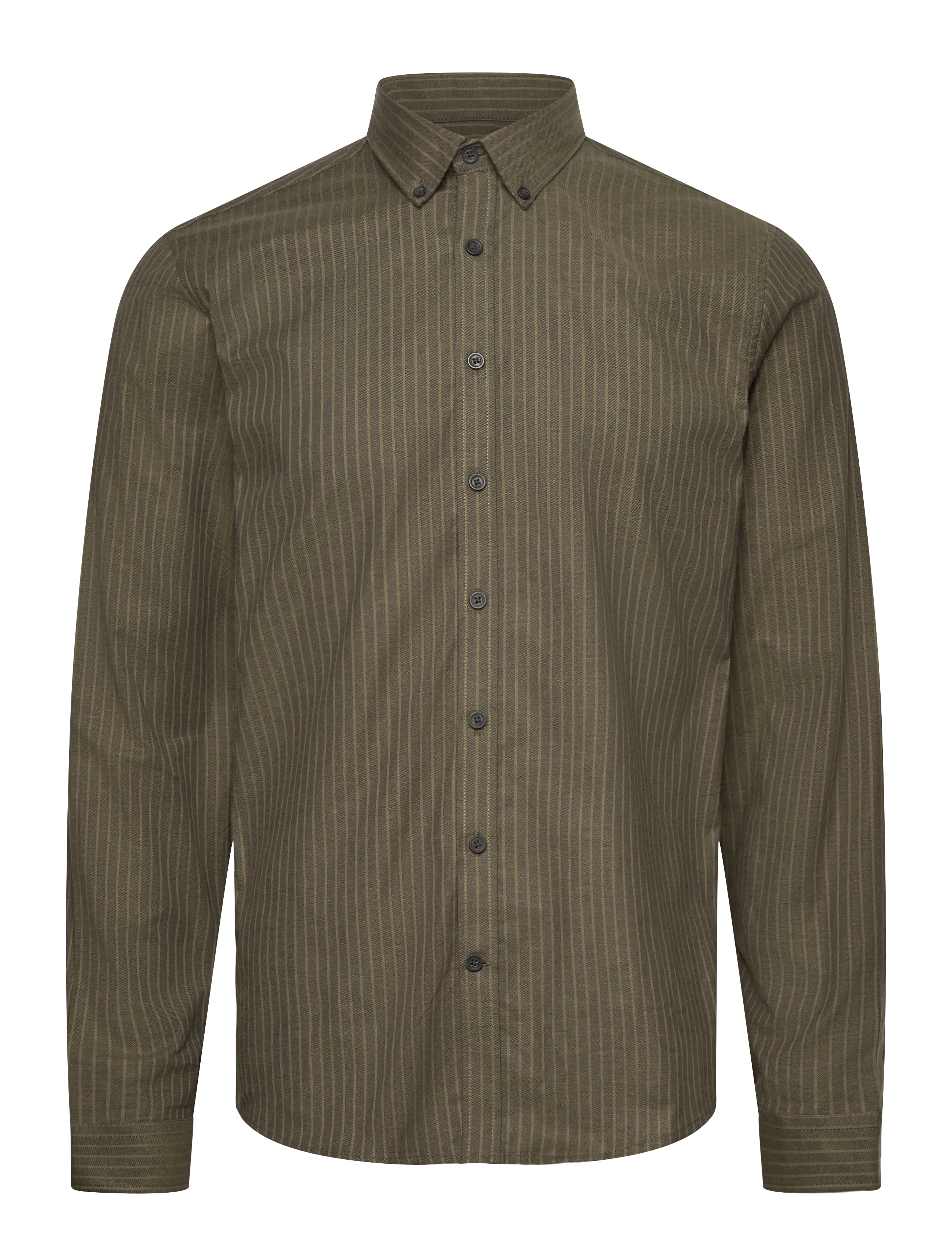 LINDBERGH Gestreift Superflex Oxford L/S Khaki - S - Herren