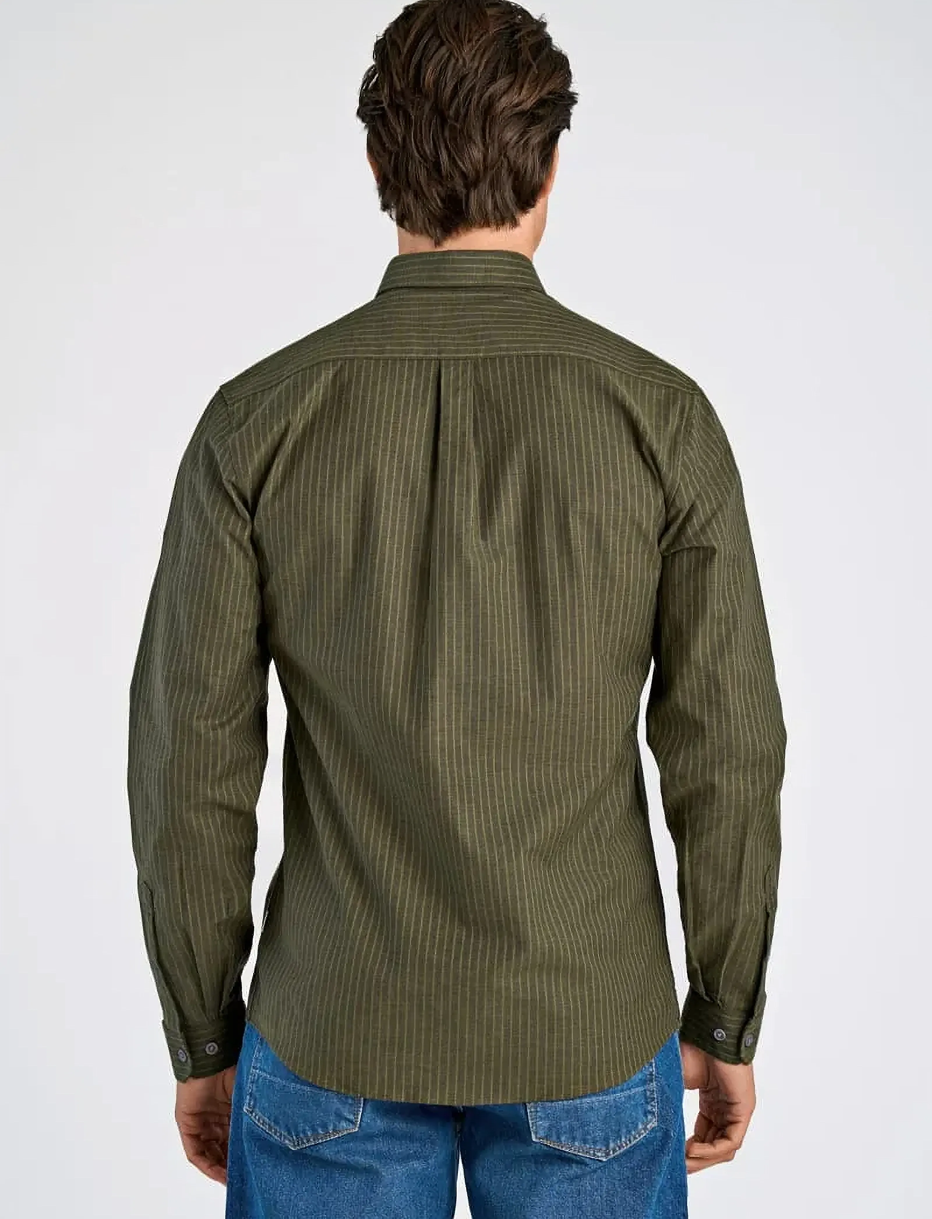 Lindbergh - Striped superflex oxford L/S - gestreifte hemden - army - 3