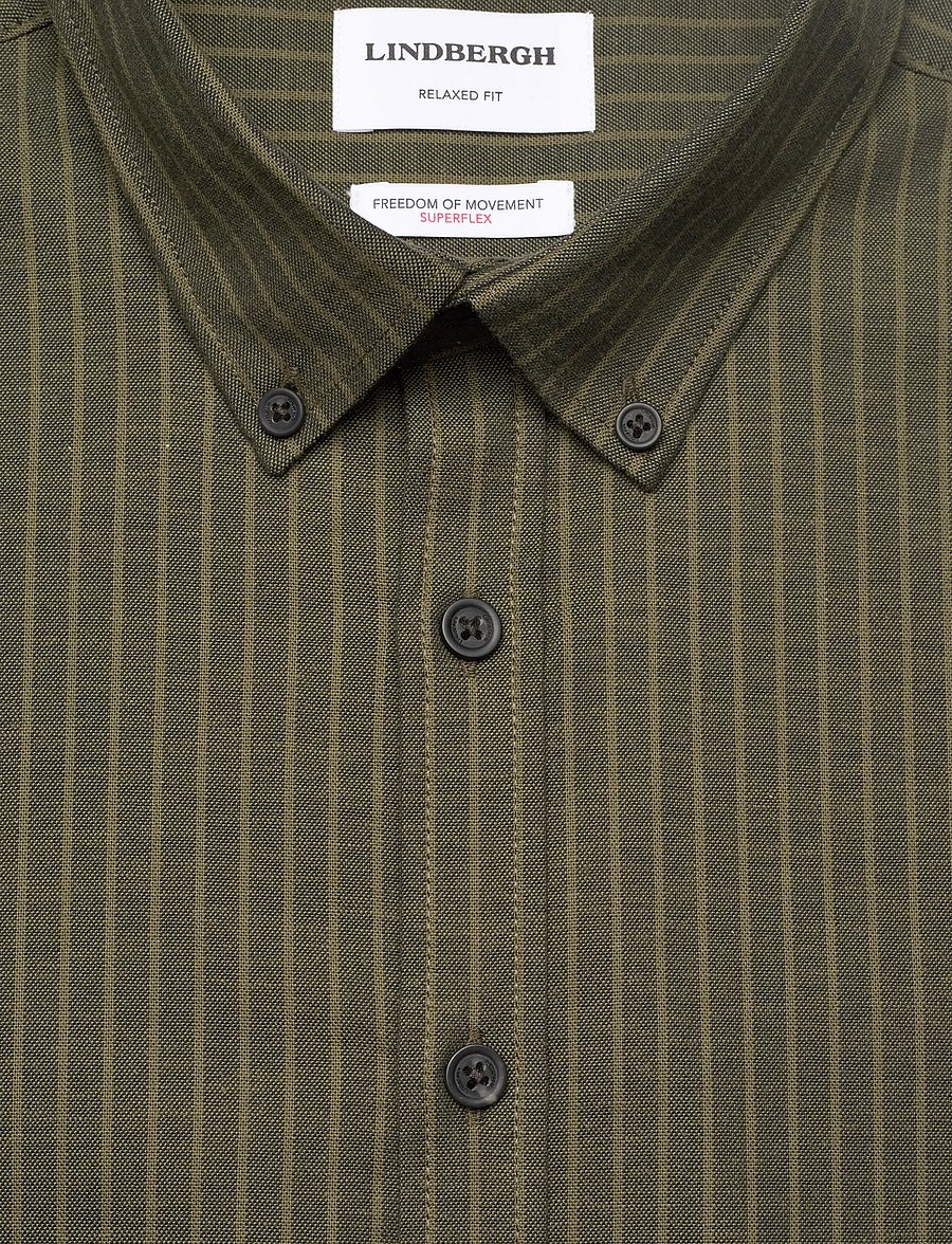 Lindbergh - Striped superflex oxford L/S - gestreifte hemden - army - 5