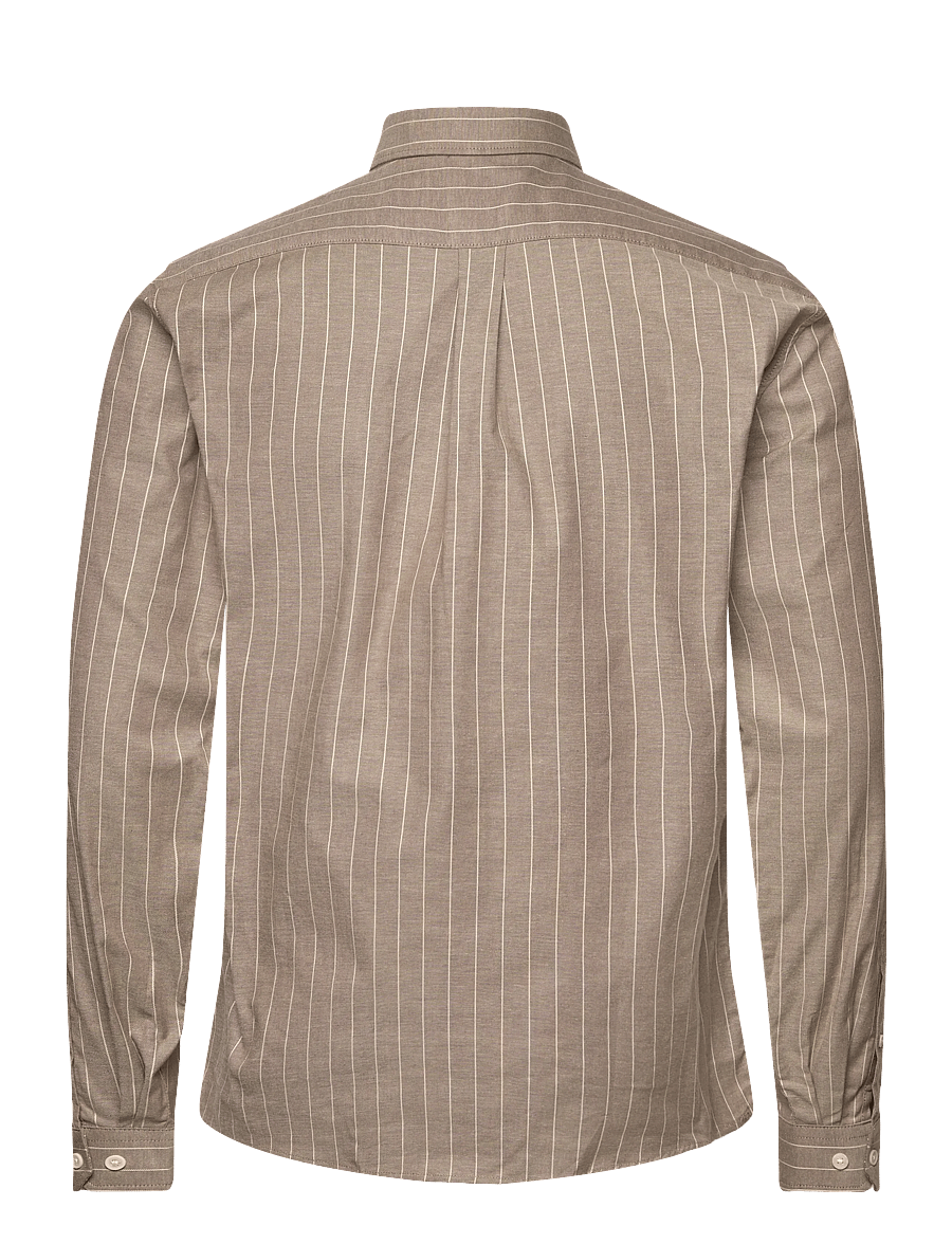 Lindbergh - Striped superflex oxford L/S - randiga skjortor - brown - 2
