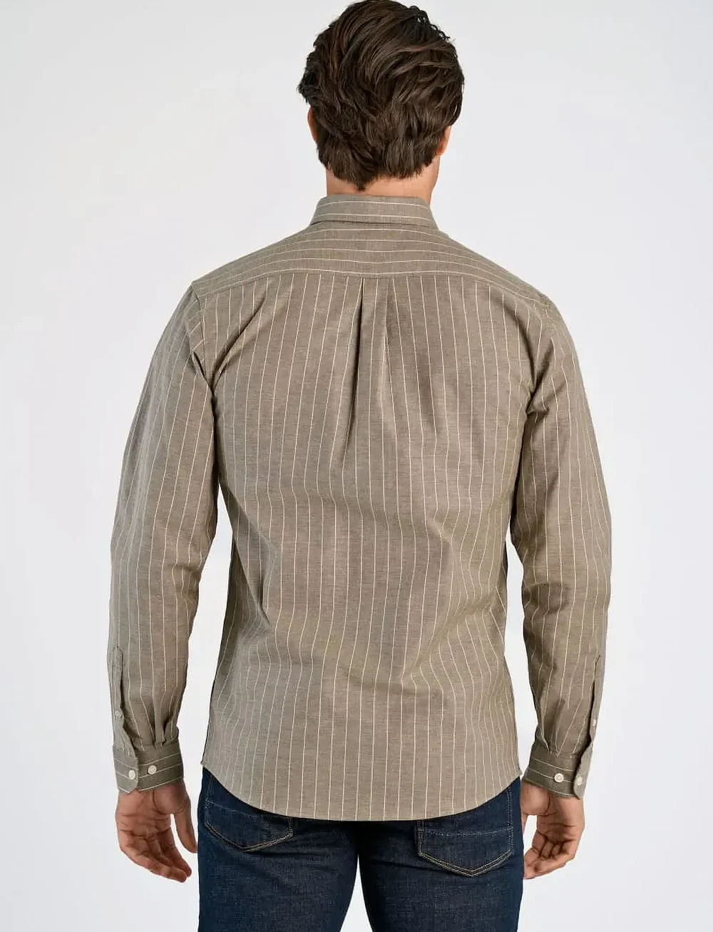 Lindbergh - Striped superflex oxford L/S - gestreifte hemden - brown - 4