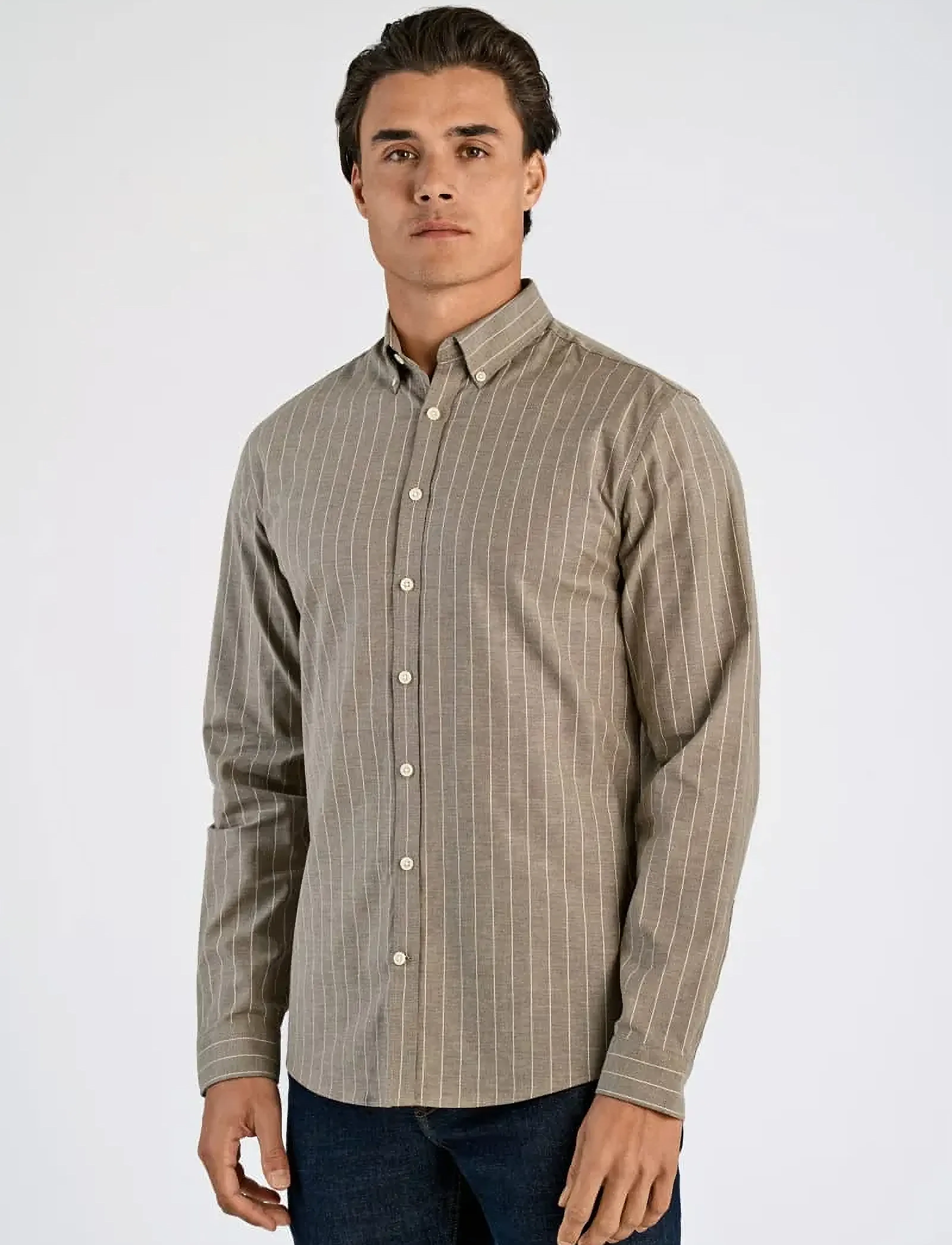 Lindbergh - Striped superflex oxford L/S - raidalliset kauluspaidat - brown - 5
