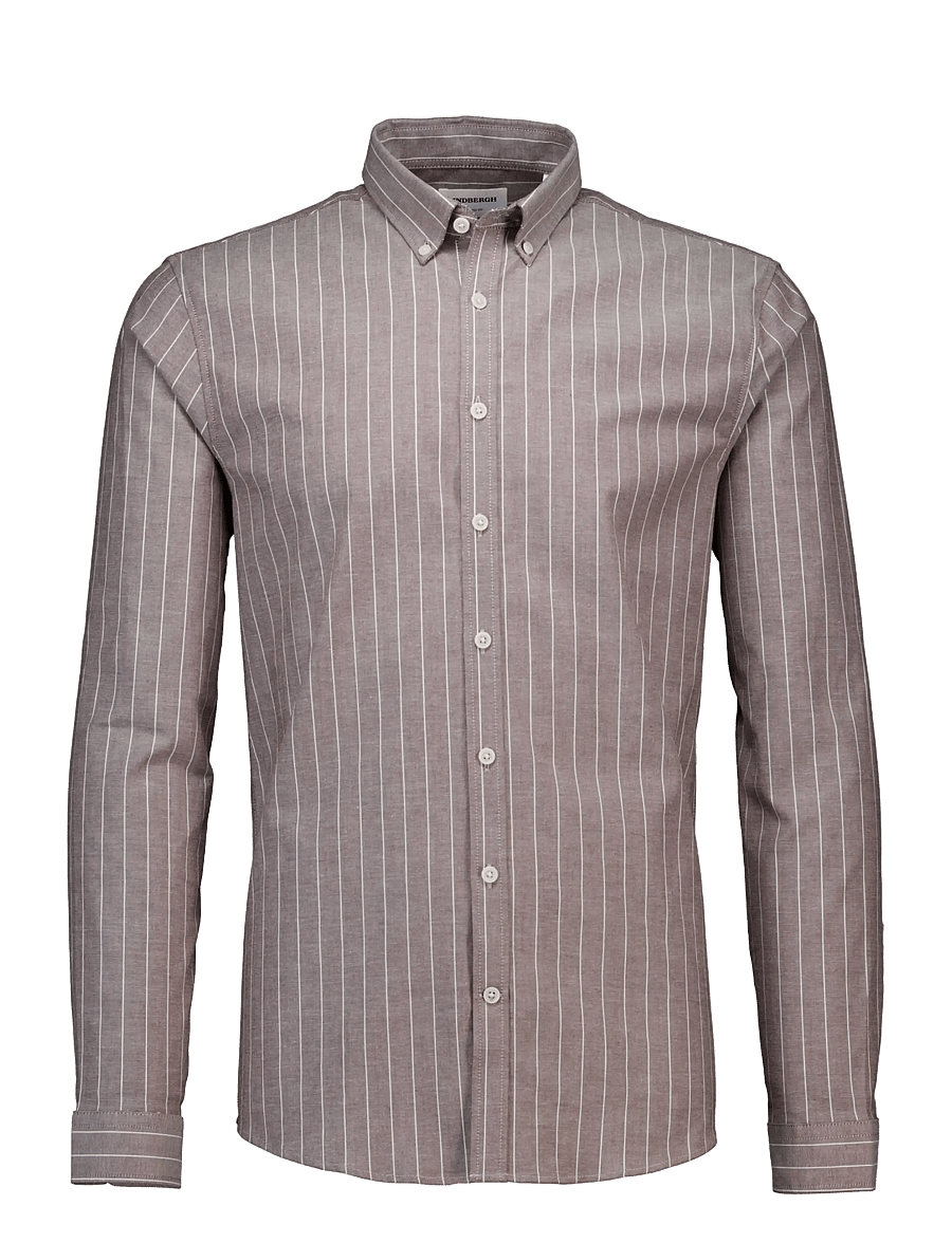 Lindbergh - Striped superflex oxford L/S - randiga skjortor - burgundy - 1