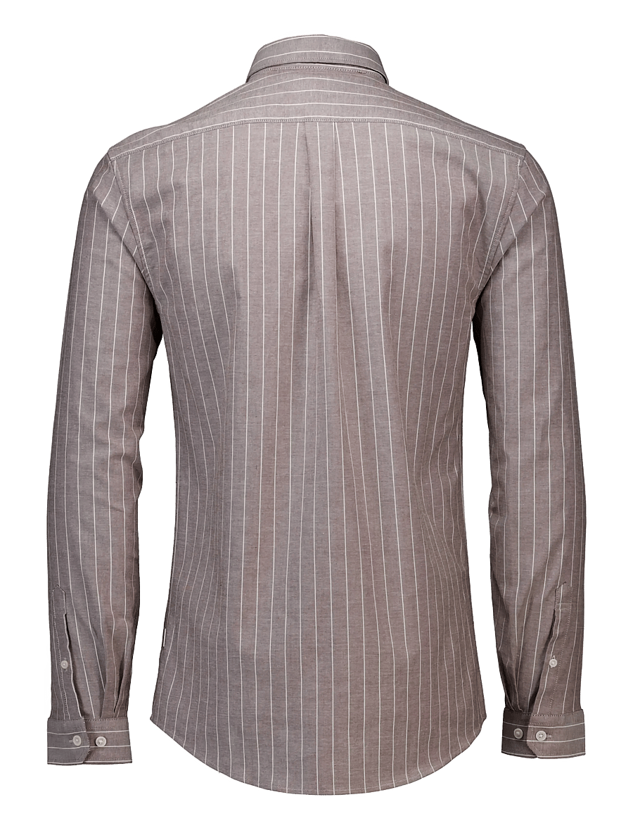 Lindbergh - Striped superflex oxford L/S - randiga skjortor - burgundy - 2