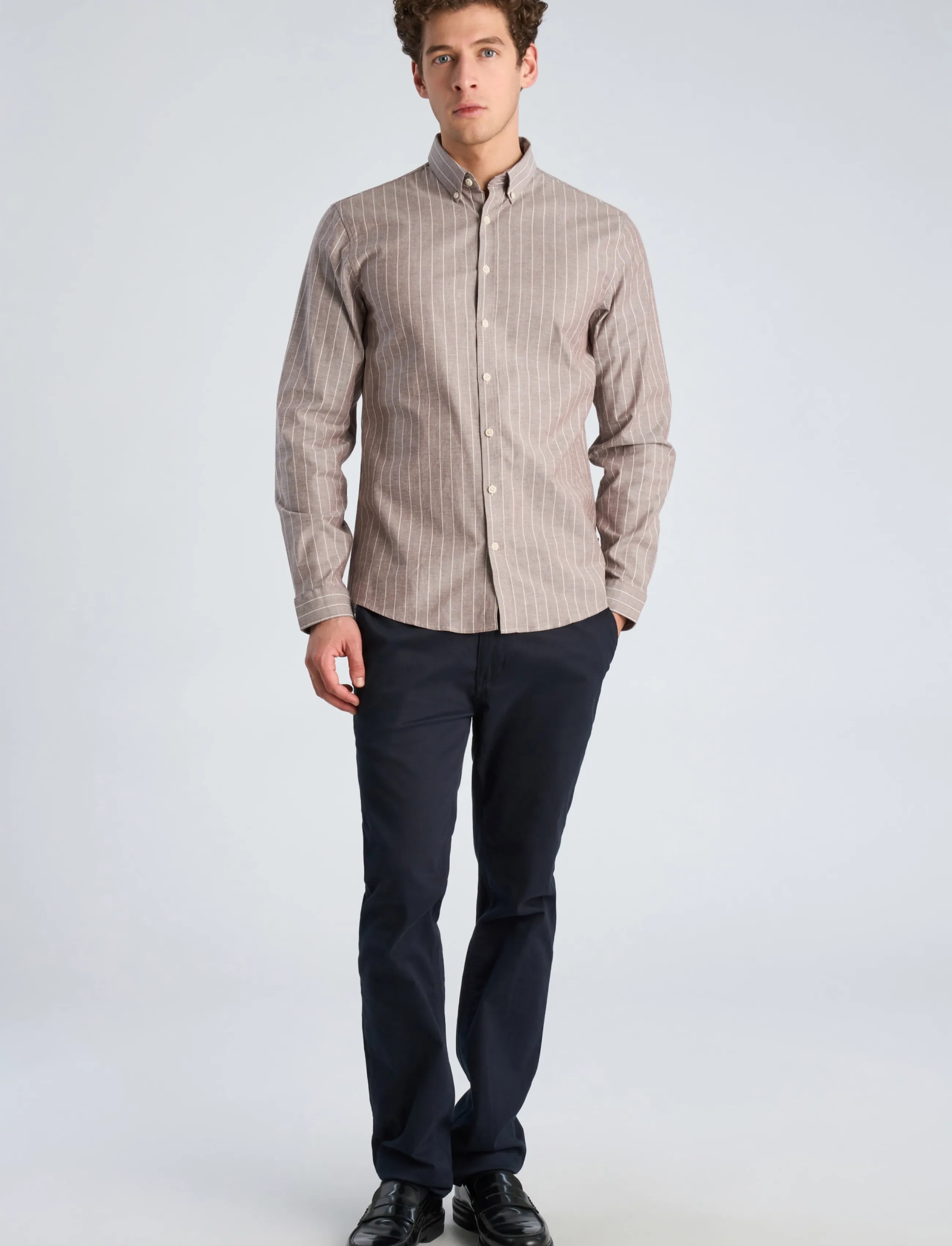 Lindbergh Striped superflex oxford L/S - Lindbergh - BURGUNDY / burgundy