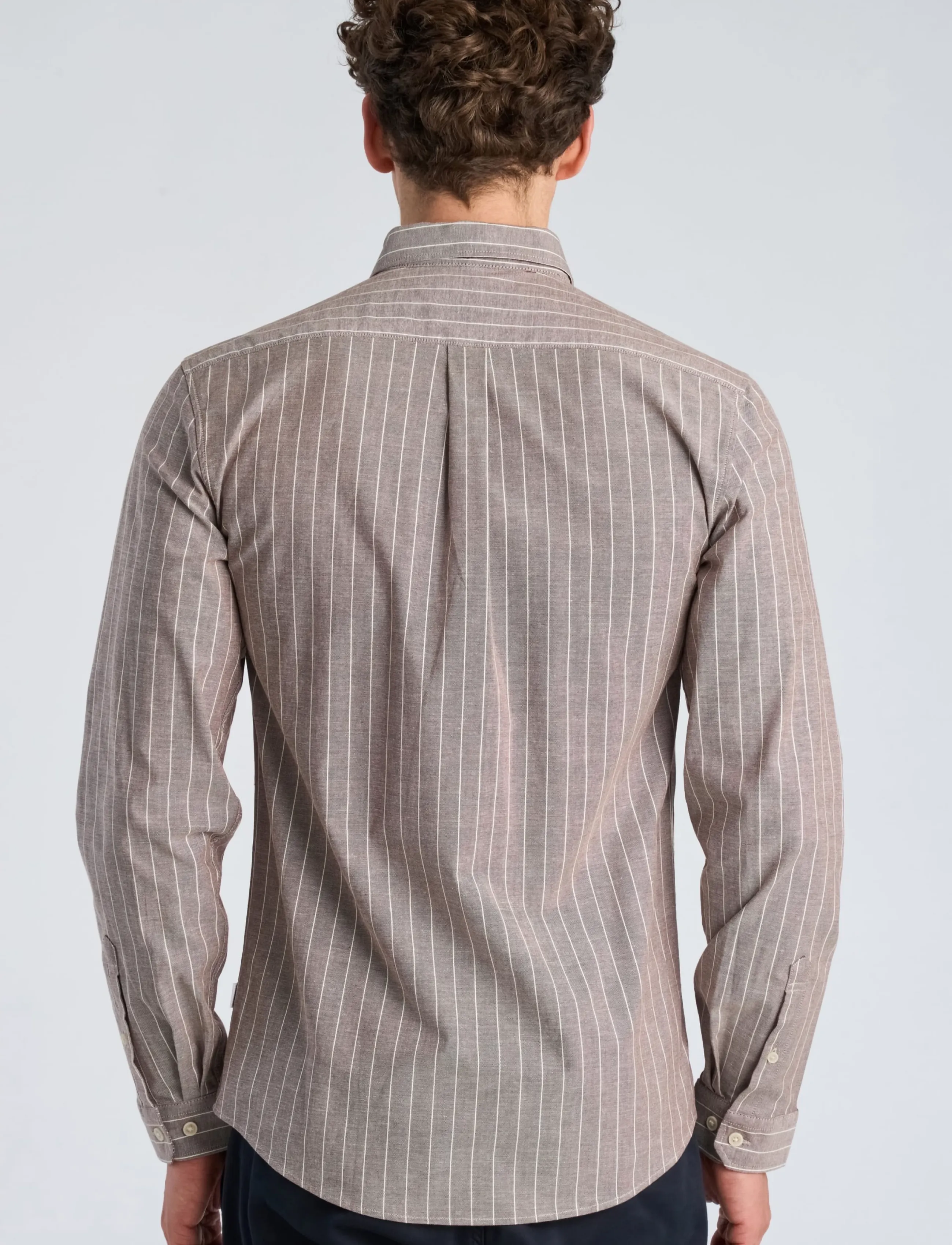 Lindbergh - Striped superflex oxford L/S - randiga skjortor - burgundy - 4