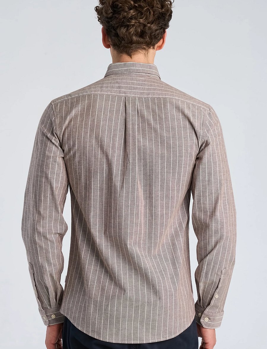 Lindbergh - Striped superflex oxford L/S - randiga skjortor - burgundy - 4