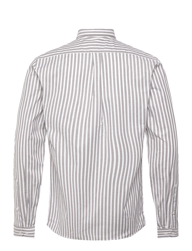 Lindbergh - Striped superflex oxford L/S - raidalliset kauluspaidat - dk stone - 2