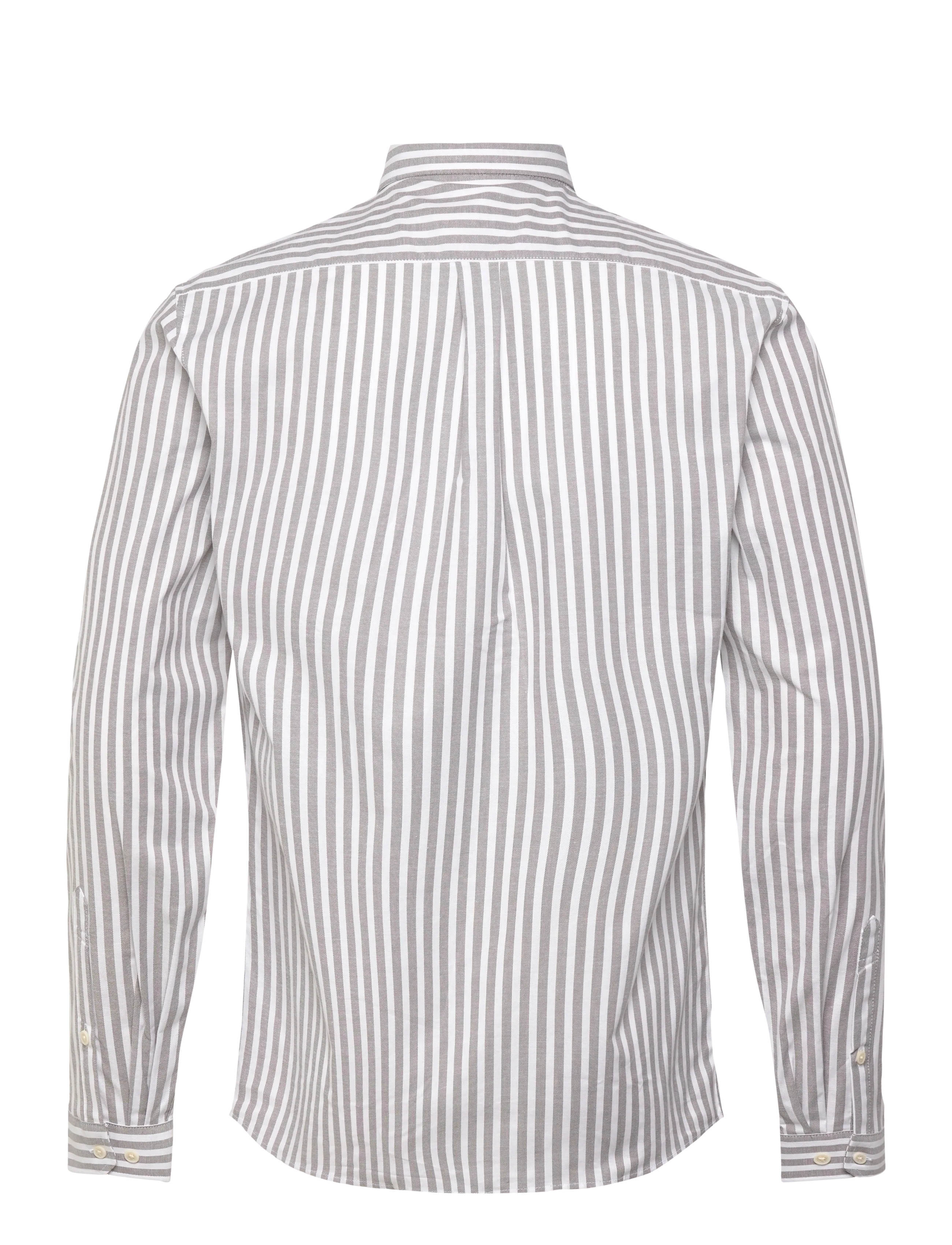 Lindbergh - Striped superflex oxford L/S - oxford shirts - dk stone - 2