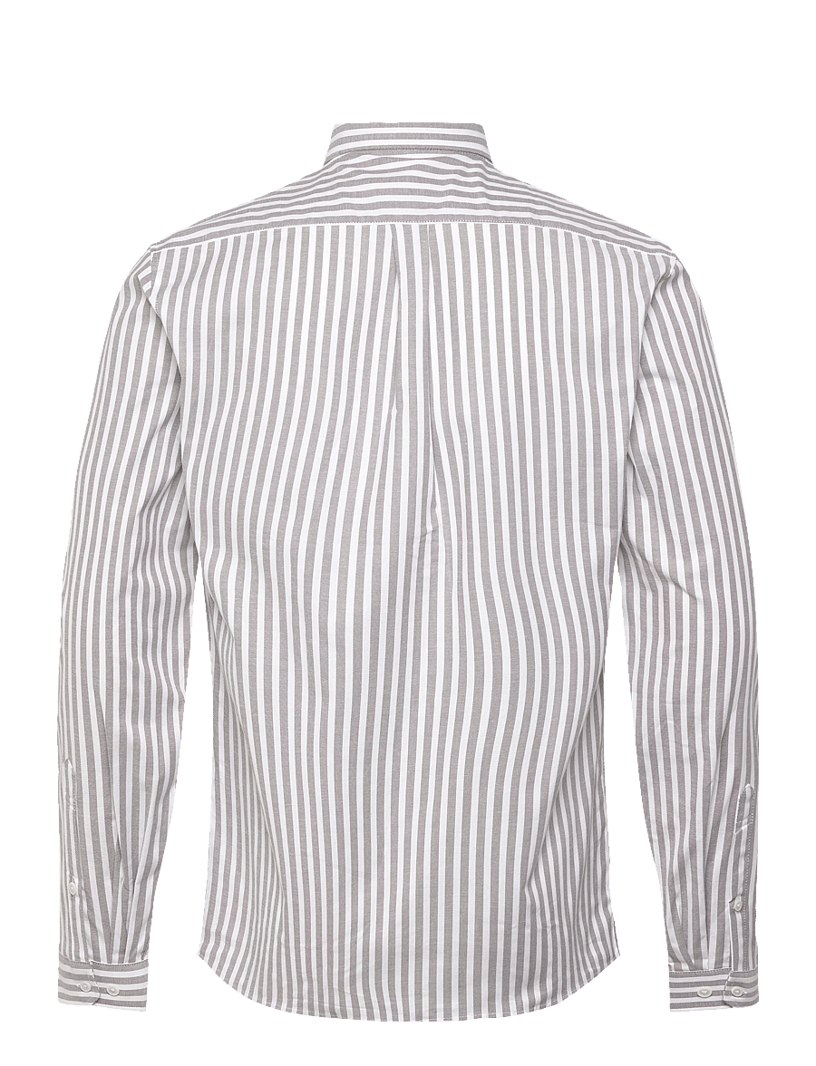 Lindbergh - Striped superflex oxford L/S - stribede skjorter - dk stone - 2
