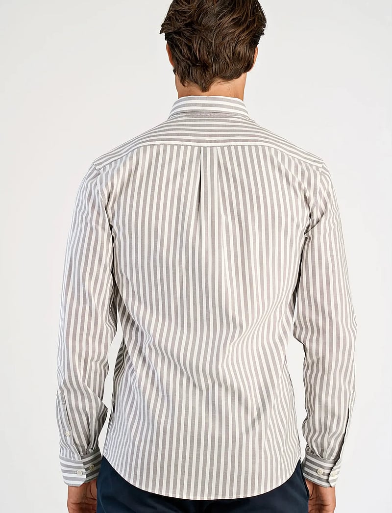 Lindbergh - Striped superflex oxford L/S - raidalliset kauluspaidat - dk stone - 4