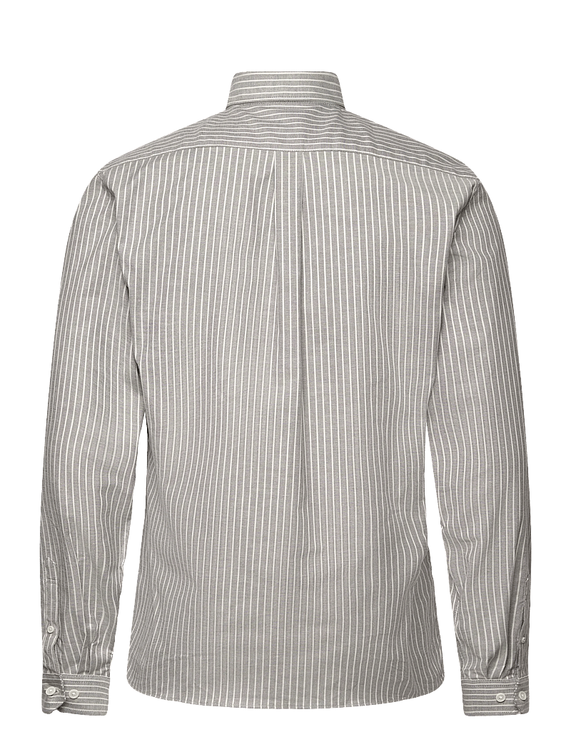 Lindbergh - Striped superflex oxford L/S - randiga skjortor - dusty grey - 2