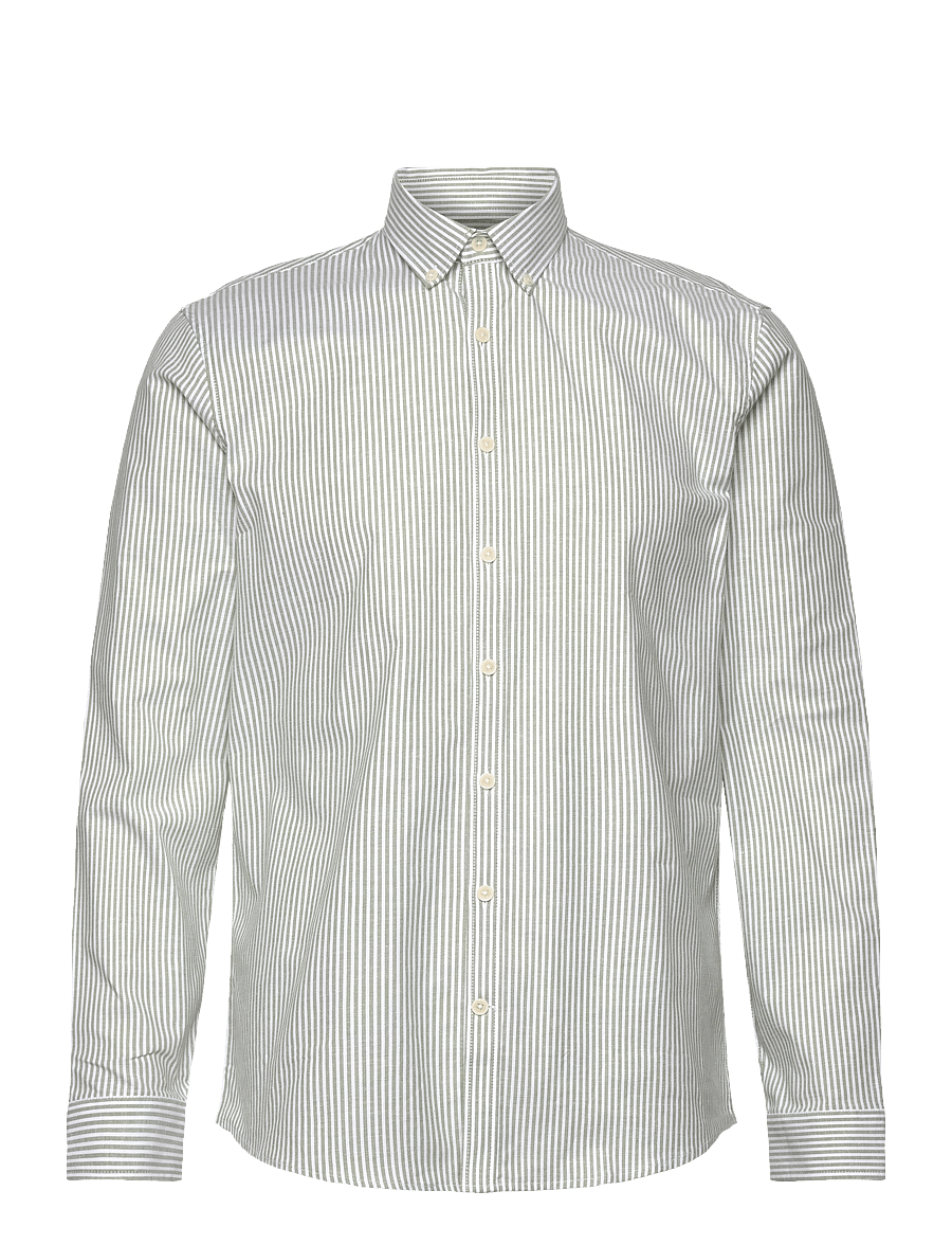 Lindbergh - Striped superflex oxford L/S - gestreifte hemden - lt army - 1