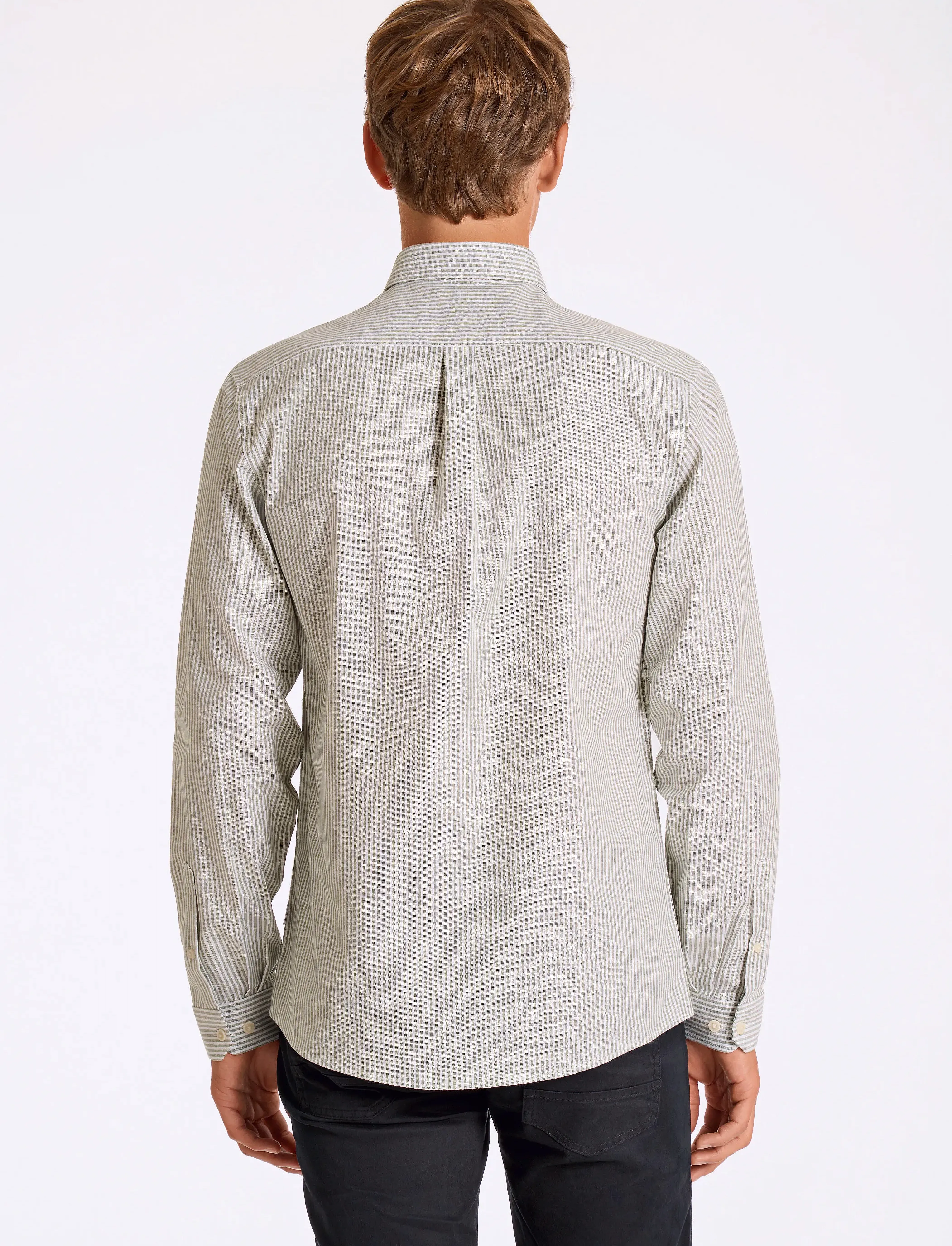 Lindbergh - Striped superflex oxford L/S - gestreifte hemden - lt army - 3