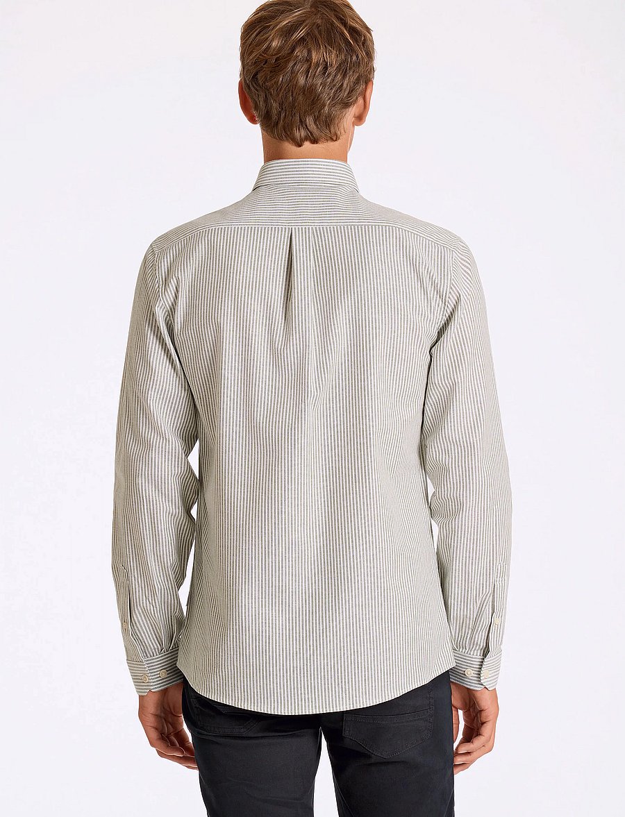 Lindbergh - Striped superflex oxford L/S - gestreifte hemden - lt army - 3