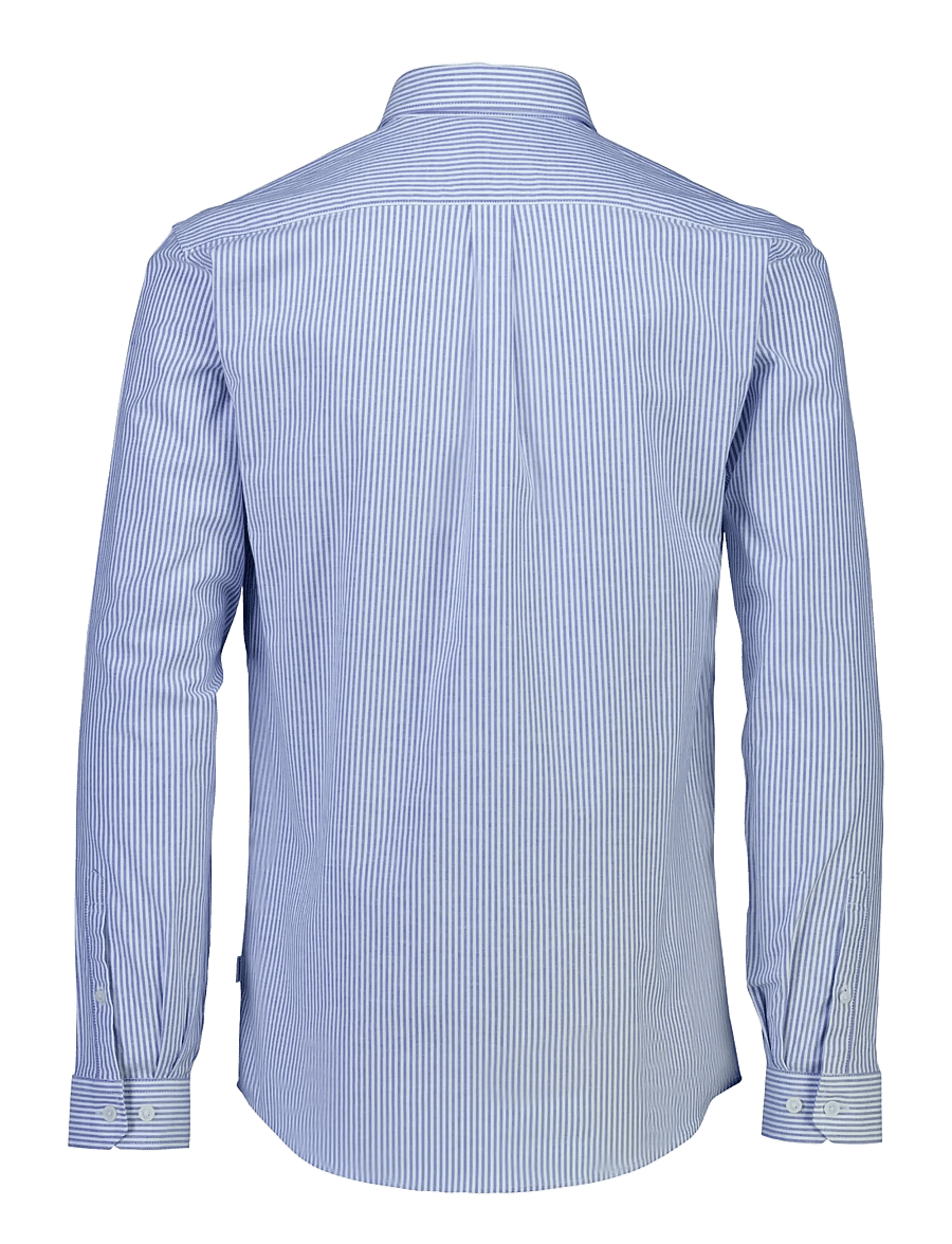 Lindbergh - Striped superflex oxford L/S - randiga skjortor - mid blue - 2