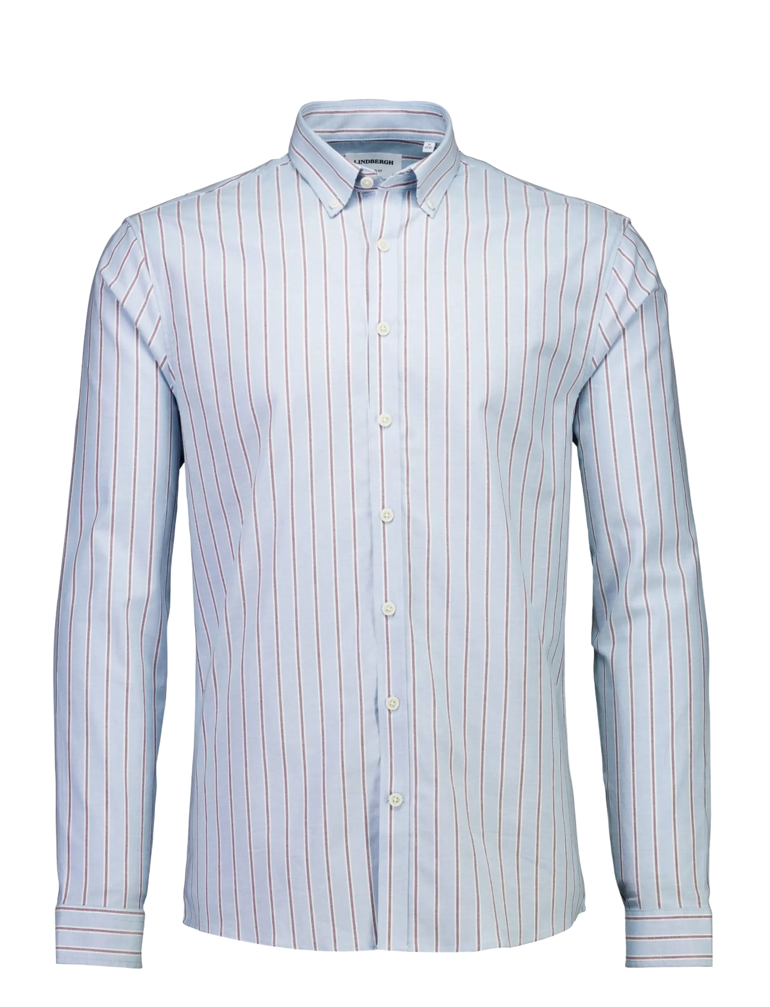 Lindbergh - Striped superflex oxford L/S - randiga skjortor - pastel blue - 1
