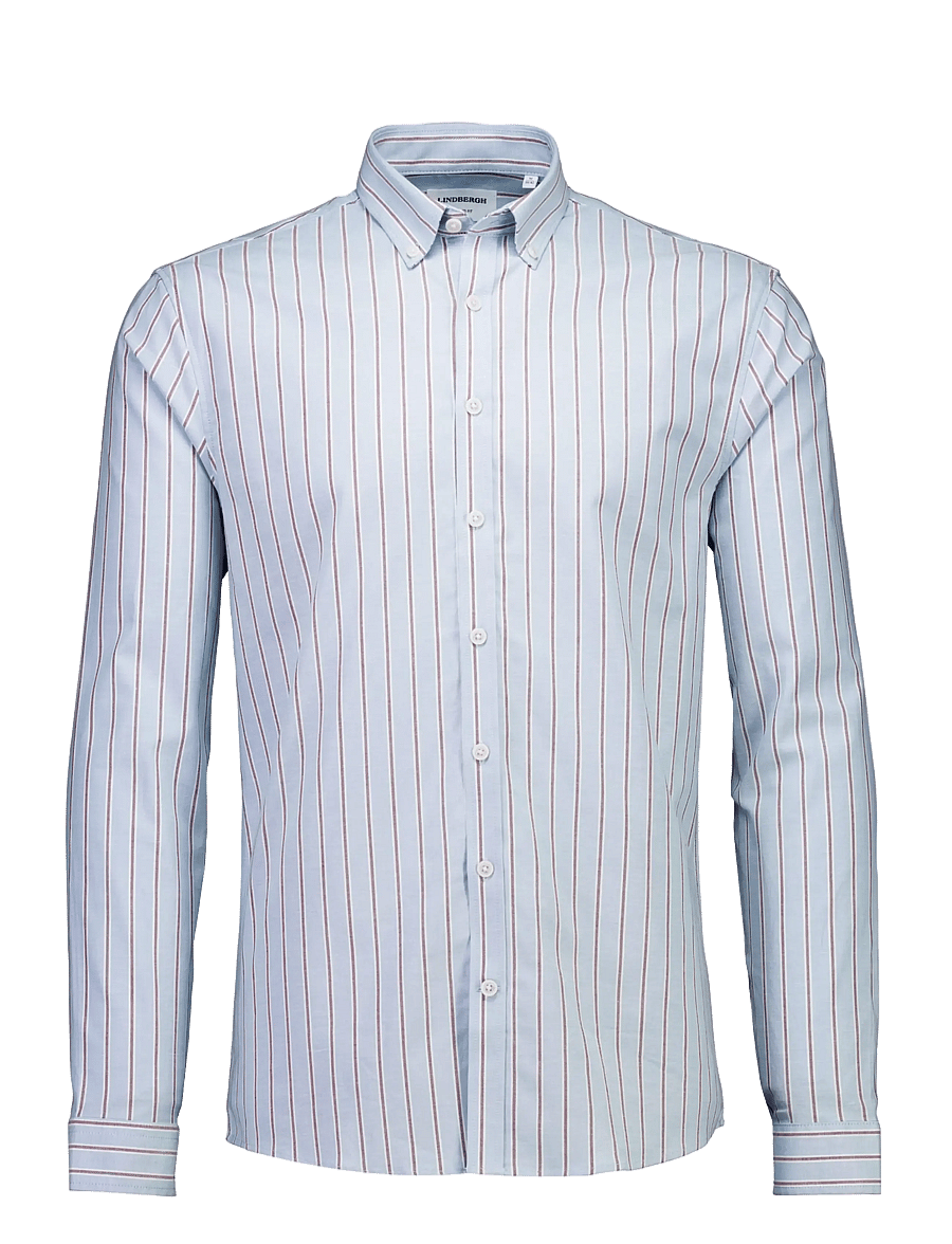 Lindbergh - Striped superflex oxford L/S - randiga skjortor - pastel blue - 1