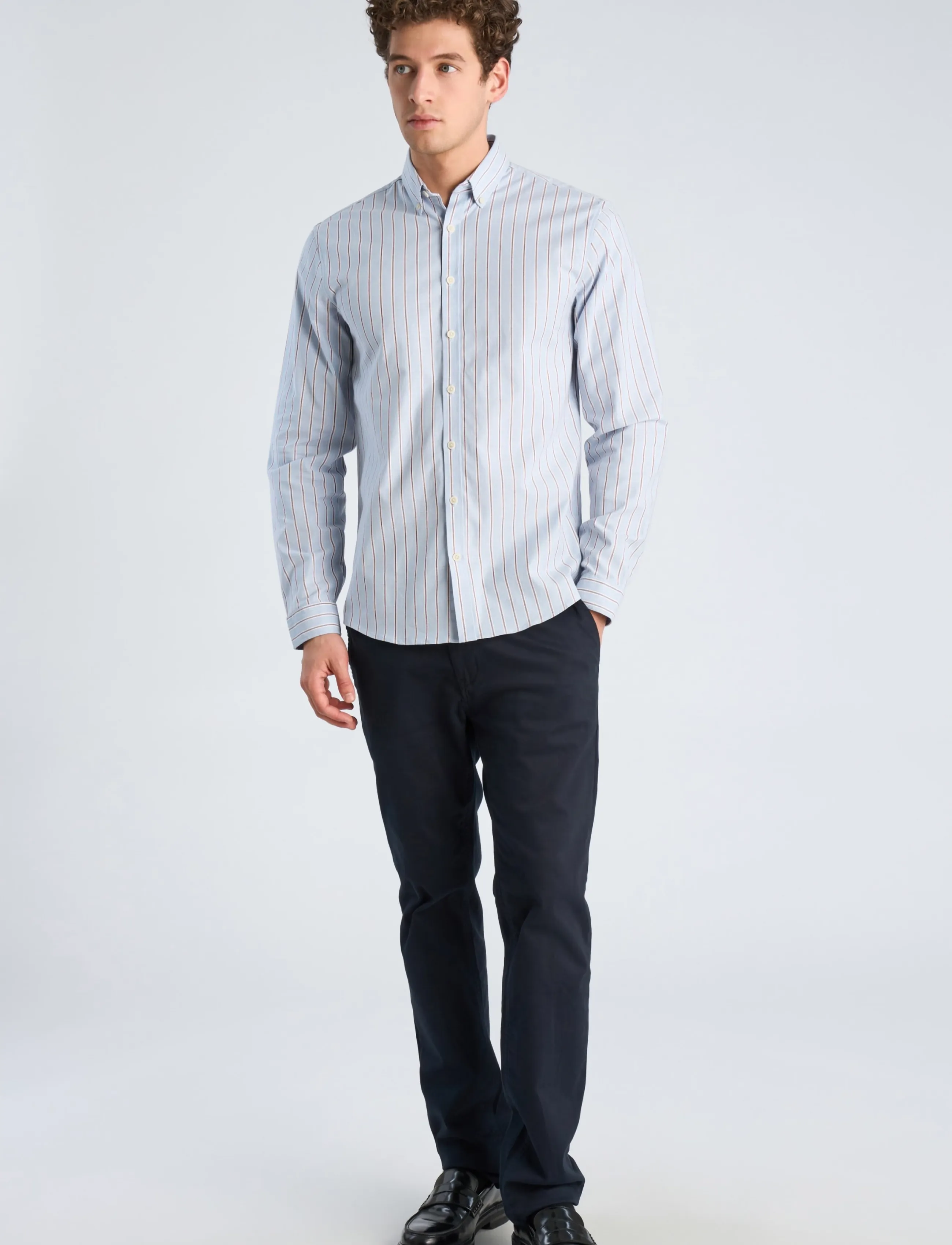 Lindbergh Striped superflex oxford L/S - Lindbergh - PASTEL BLUE / blue