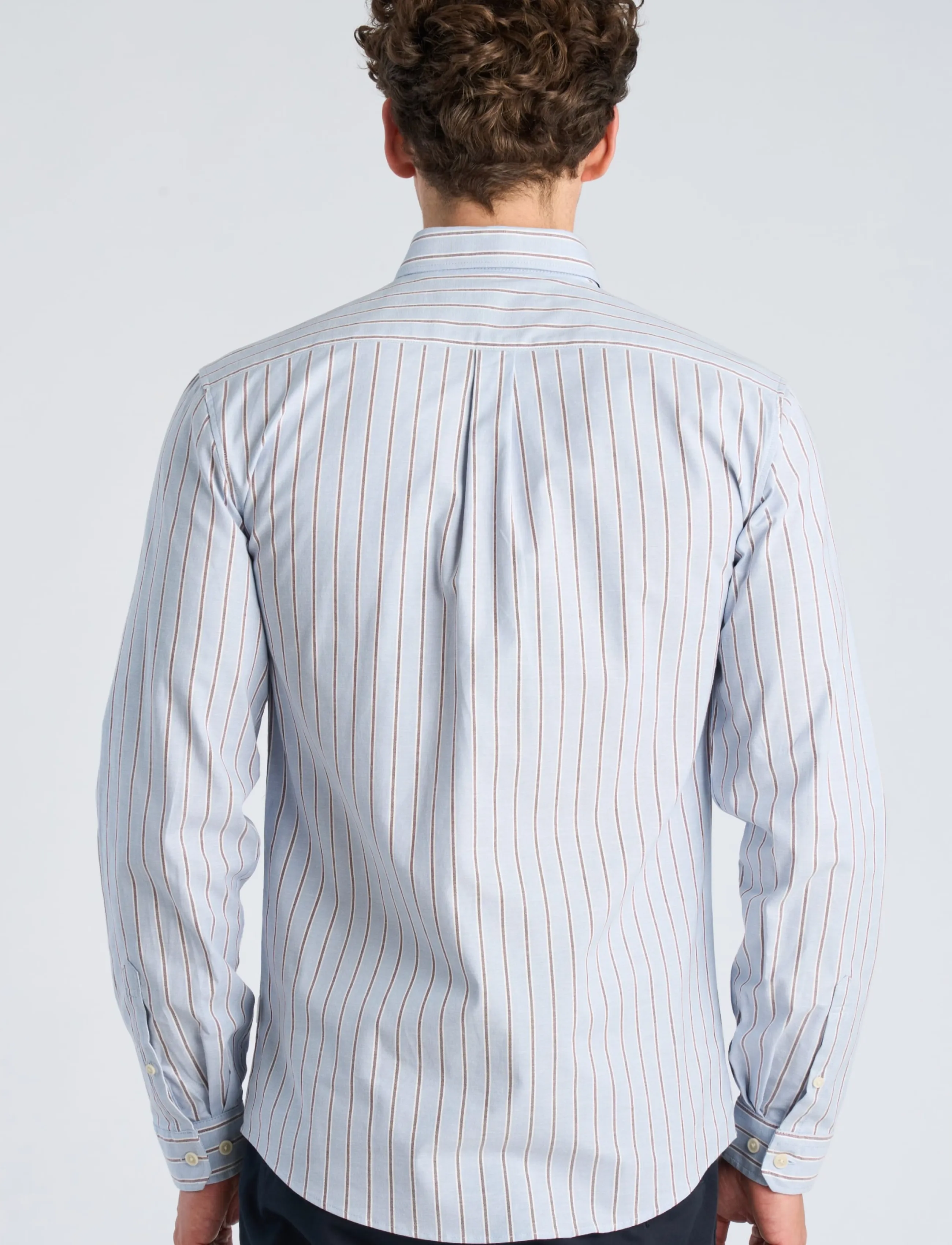 Lindbergh - Striped superflex oxford L/S - randiga skjortor - pastel blue - 4