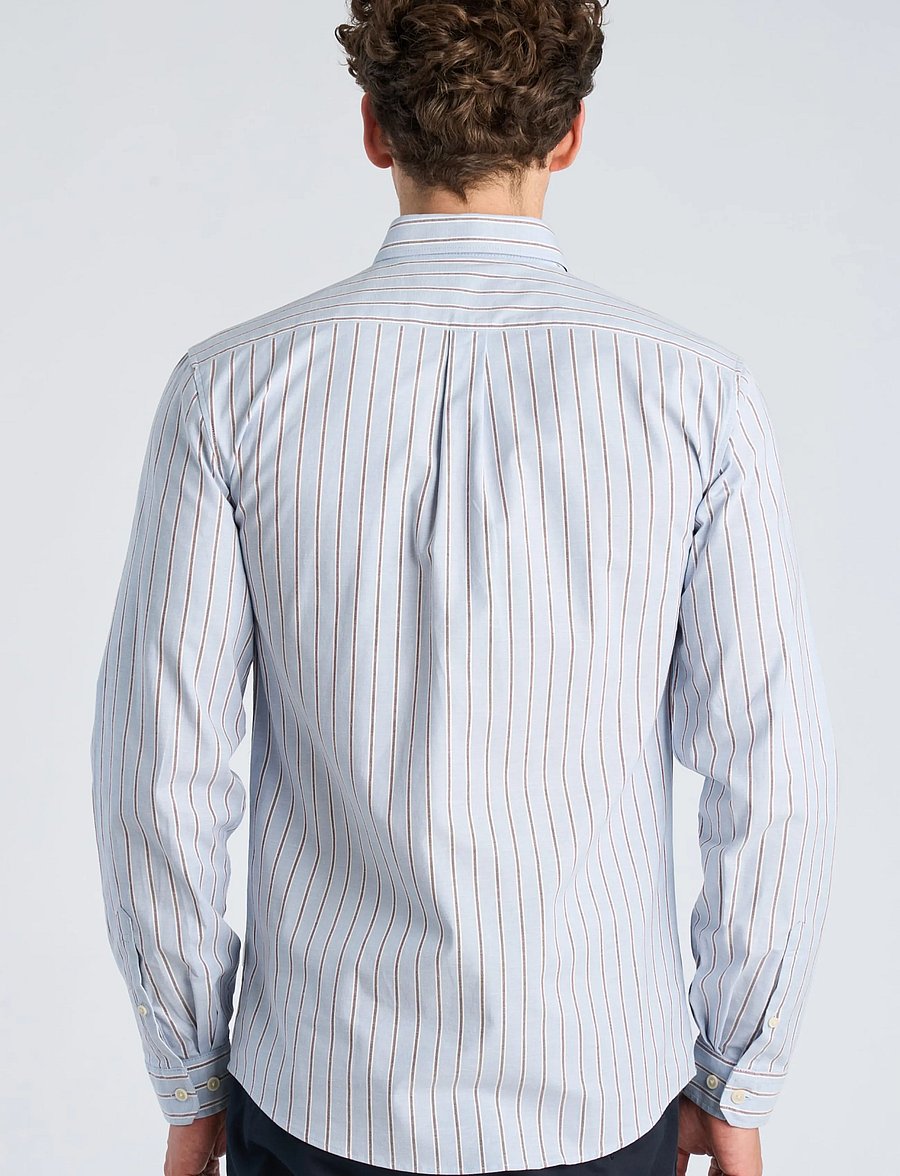 Lindbergh - Striped superflex oxford L/S - randiga skjortor - pastel blue - 4