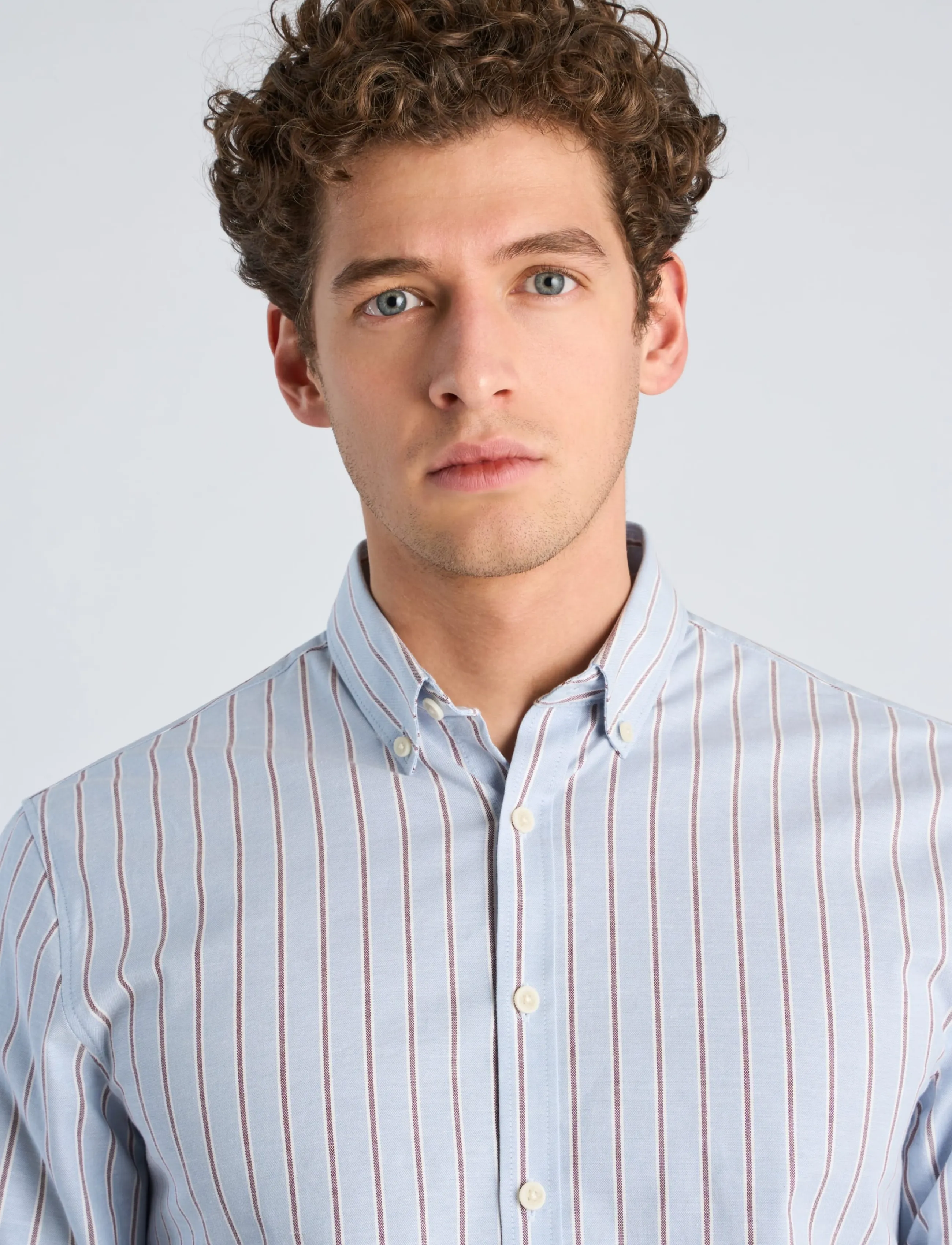 Lindbergh - Striped superflex oxford L/S - randiga skjortor - pastel blue - 5