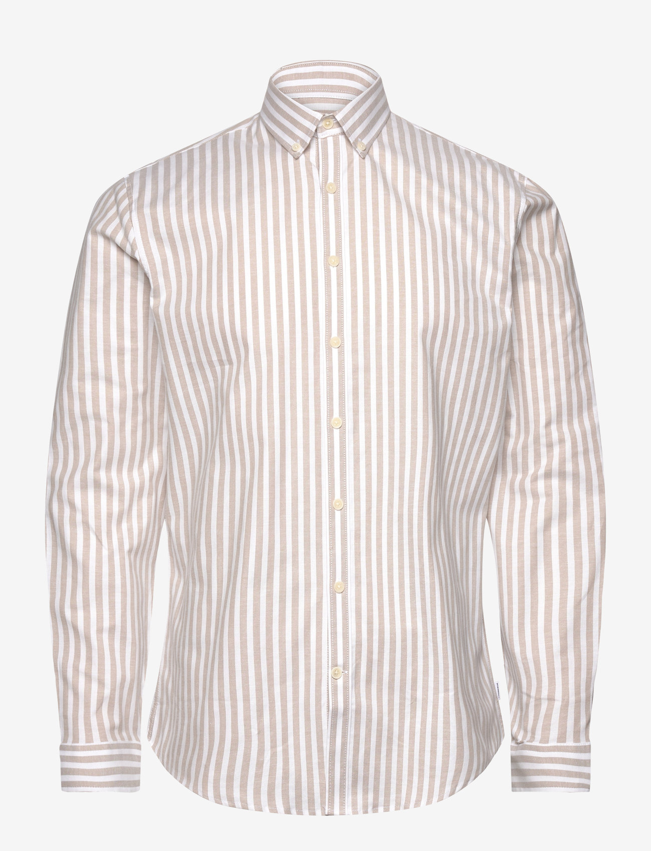 Lindbergh - Striped superflex oxford L/S - triibulised särgid - sand - 1