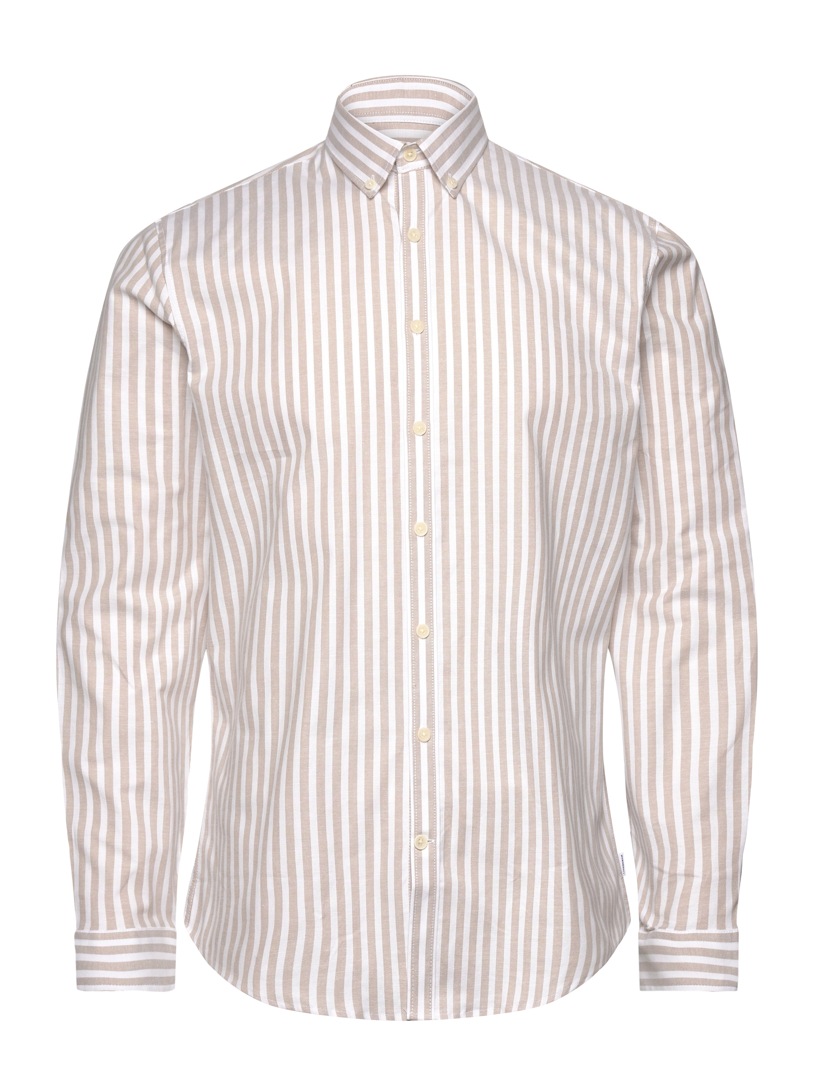 Lindbergh Striped superflex oxford L/S - Skjortor - SAND / beige