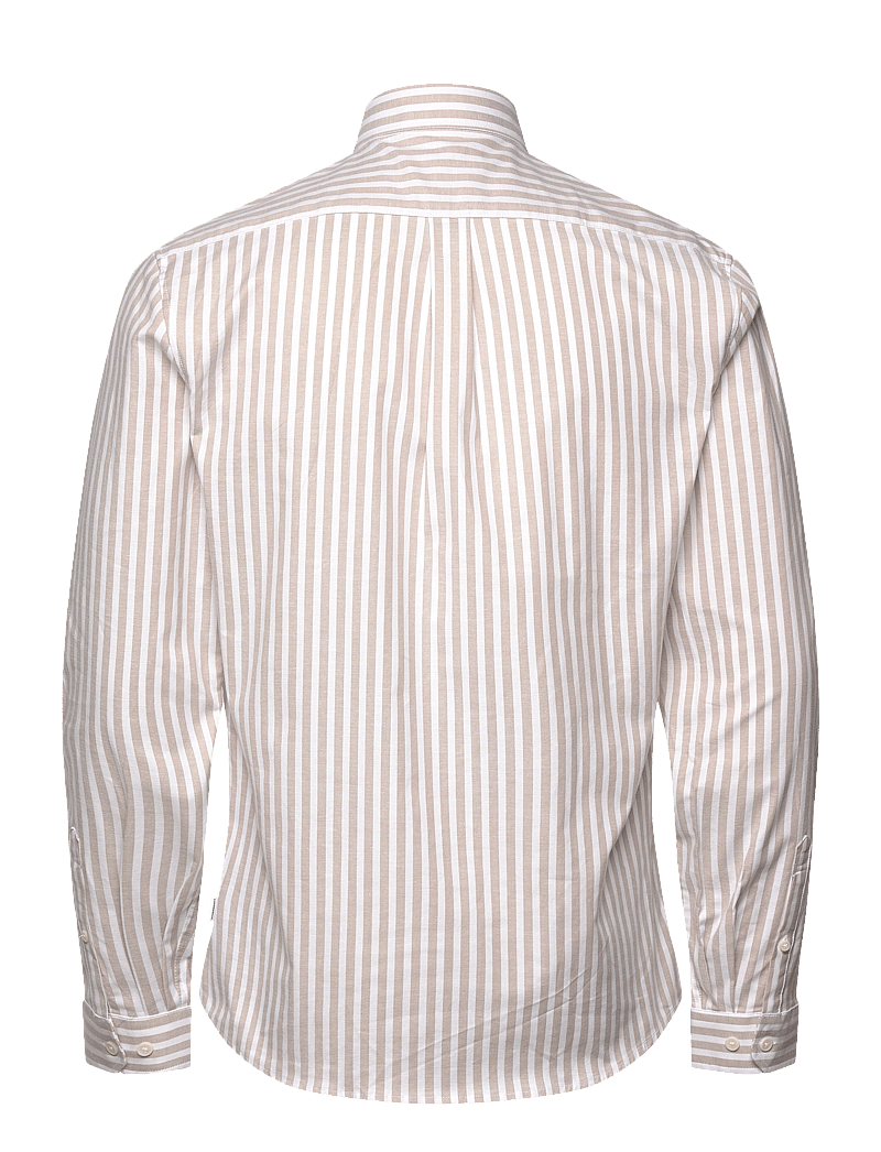 Lindbergh - Striped superflex oxford L/S - randiga skjortor - sand - 1