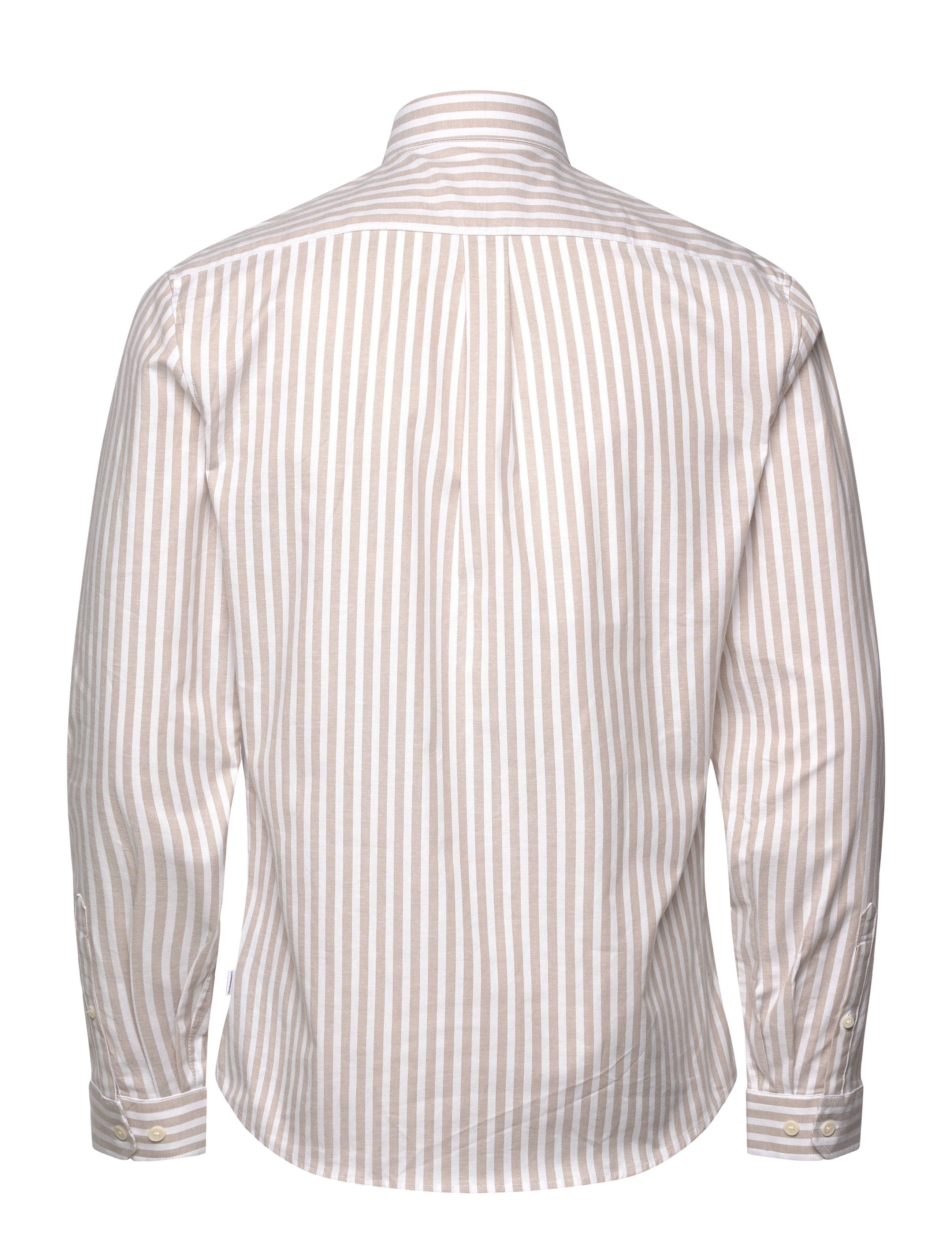 Lindbergh - Striped superflex oxford L/S - randiga skjortor - sand - 2