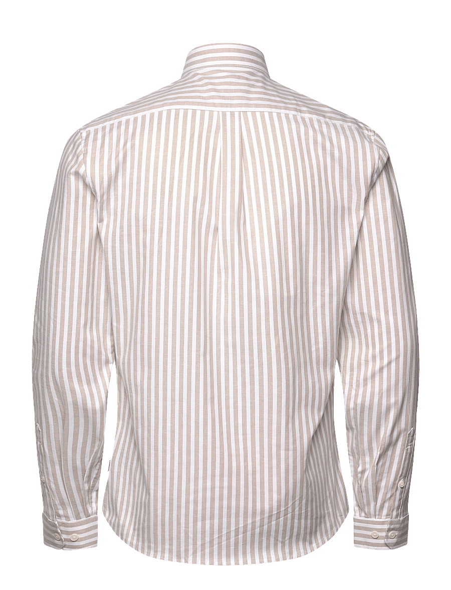Lindbergh - Striped superflex oxford L/S - gestreifte hemden - sand - 2