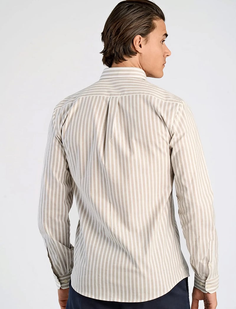 Lindbergh - Striped superflex oxford L/S - triibulised särgid - sand - 4