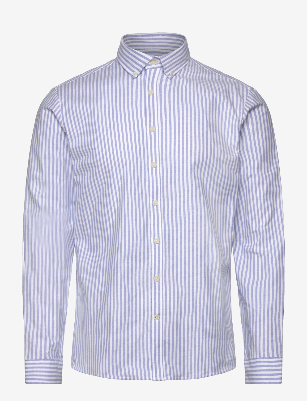 Lindbergh - Striped superflex oxford L/S - stribede skjorter - sky blue - 1
