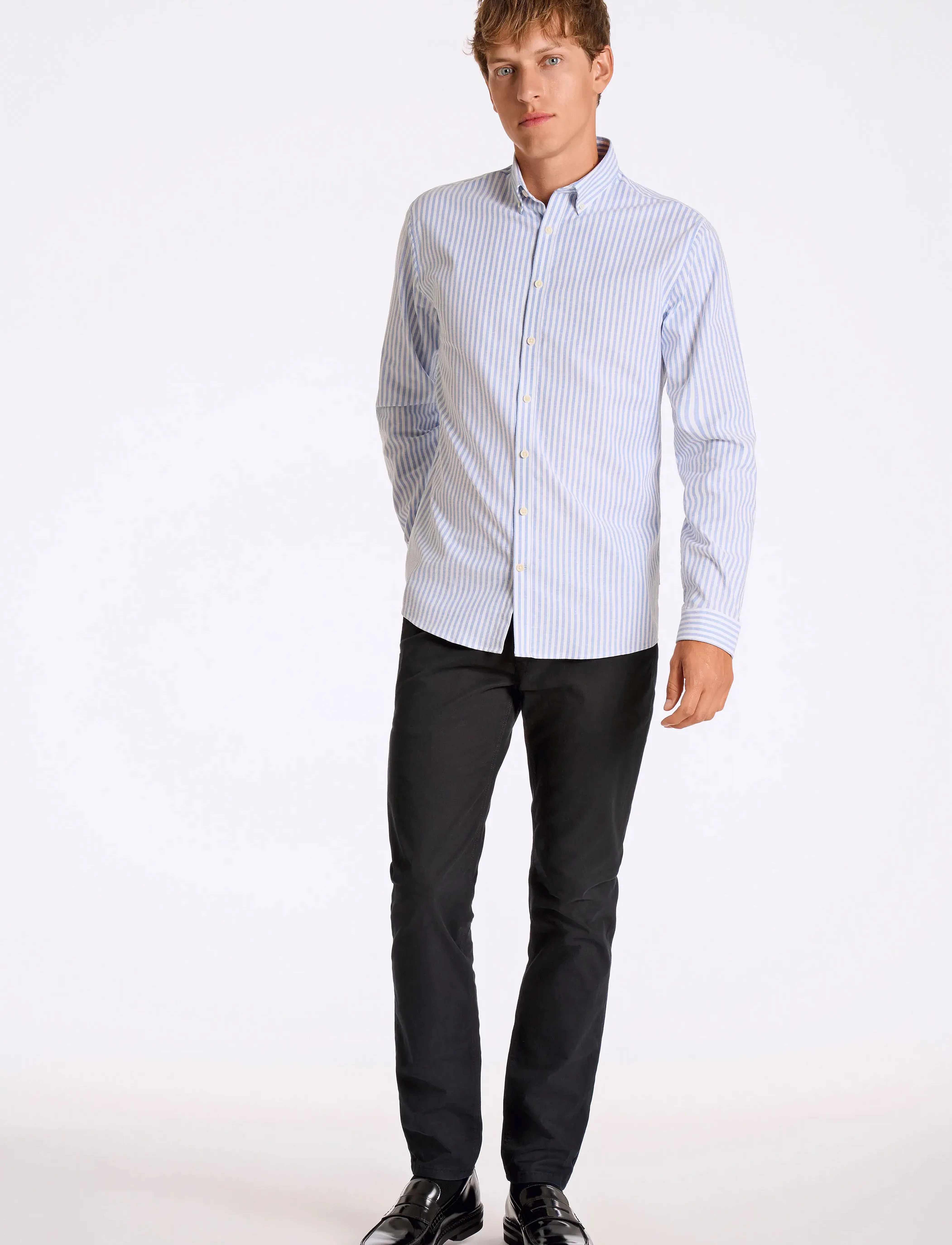 Lindbergh - Striped superflex oxford L/S - raidalliset kauluspaidat - sky blue - 4