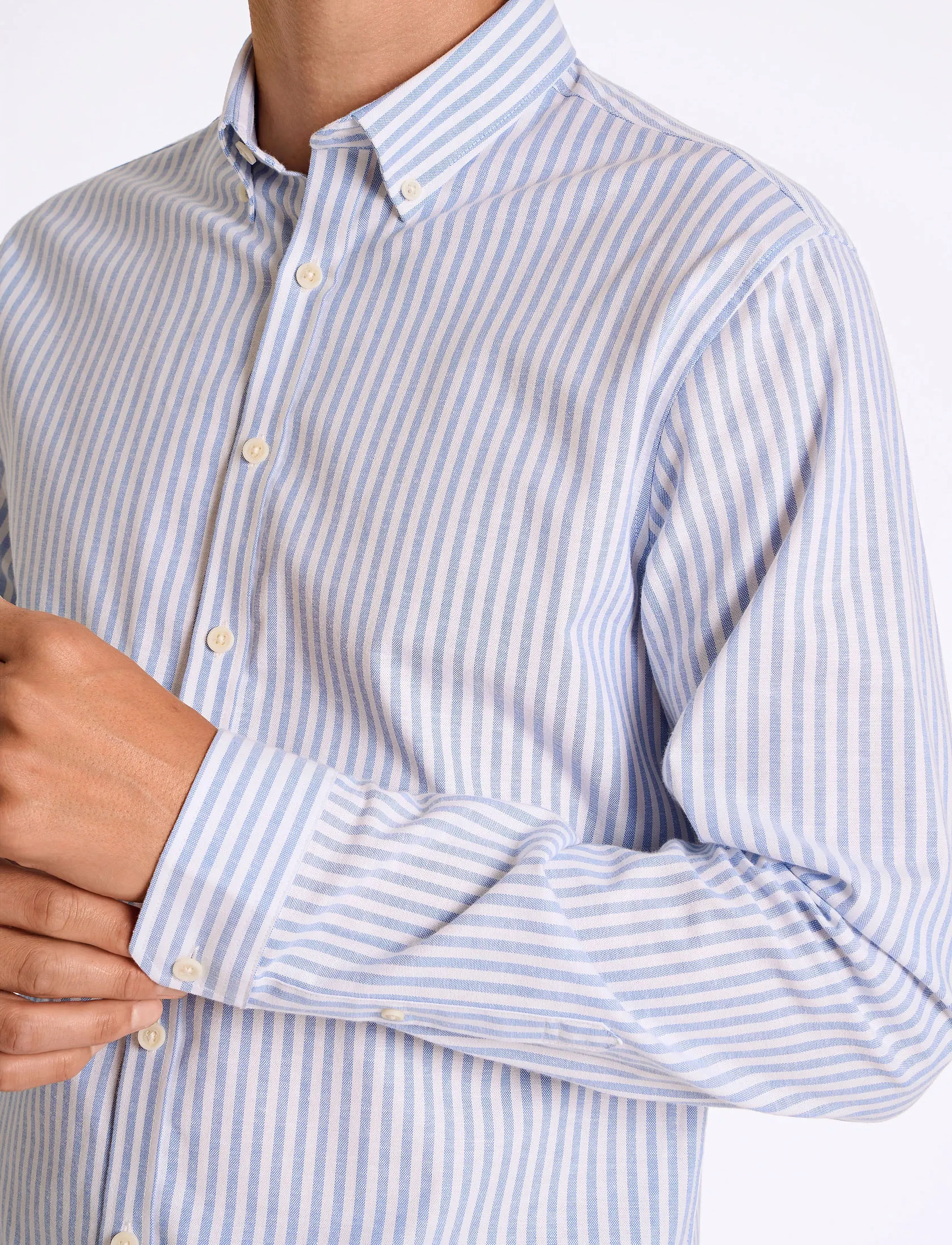 Lindbergh - Striped superflex oxford L/S - raidalliset kauluspaidat - sky blue - 5