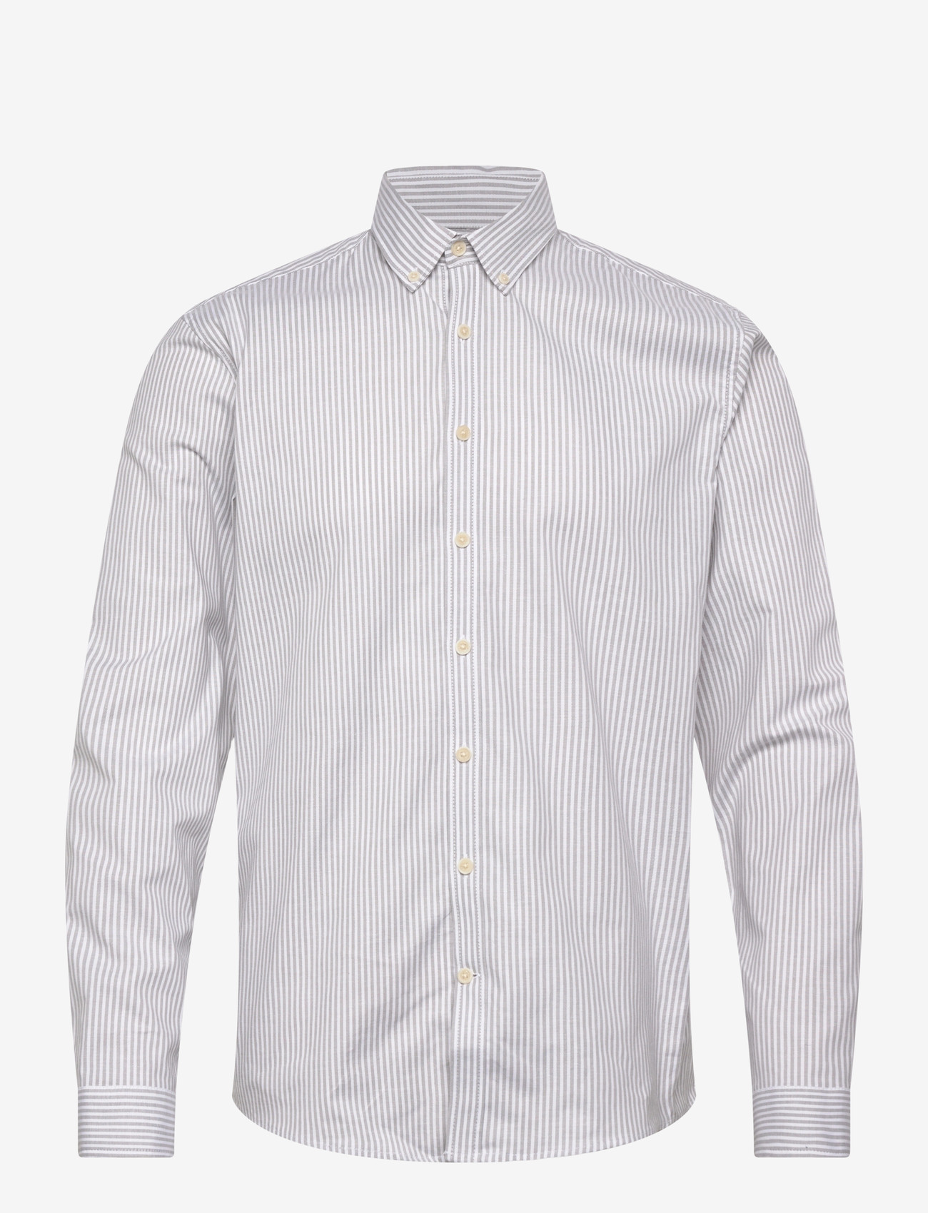 Lindbergh - Striped superflex oxford L/S - oxford skjorter - stone grey - 1