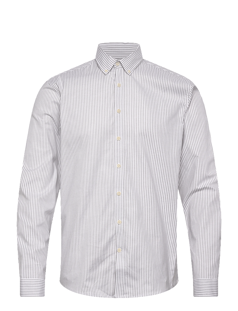 Lindbergh - Striped superflex oxford L/S - gestreifte hemden - stone grey - 1