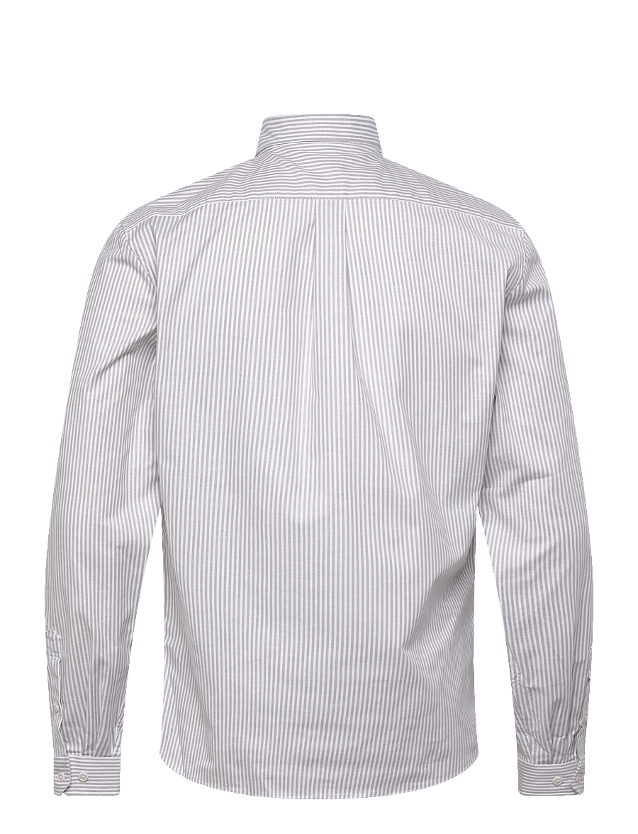 Lindbergh - Striped superflex oxford L/S - randiga skjortor - stone grey - 2