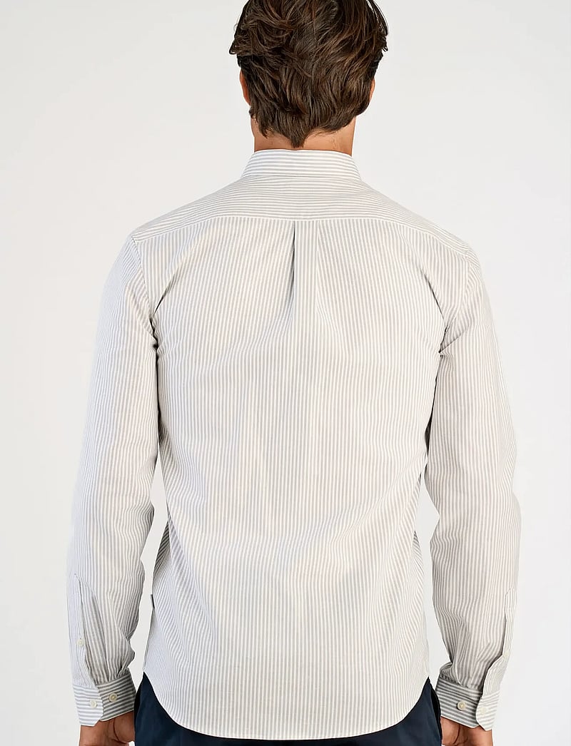 Lindbergh - Striped superflex oxford L/S - gestreifte hemden - stone grey - 4