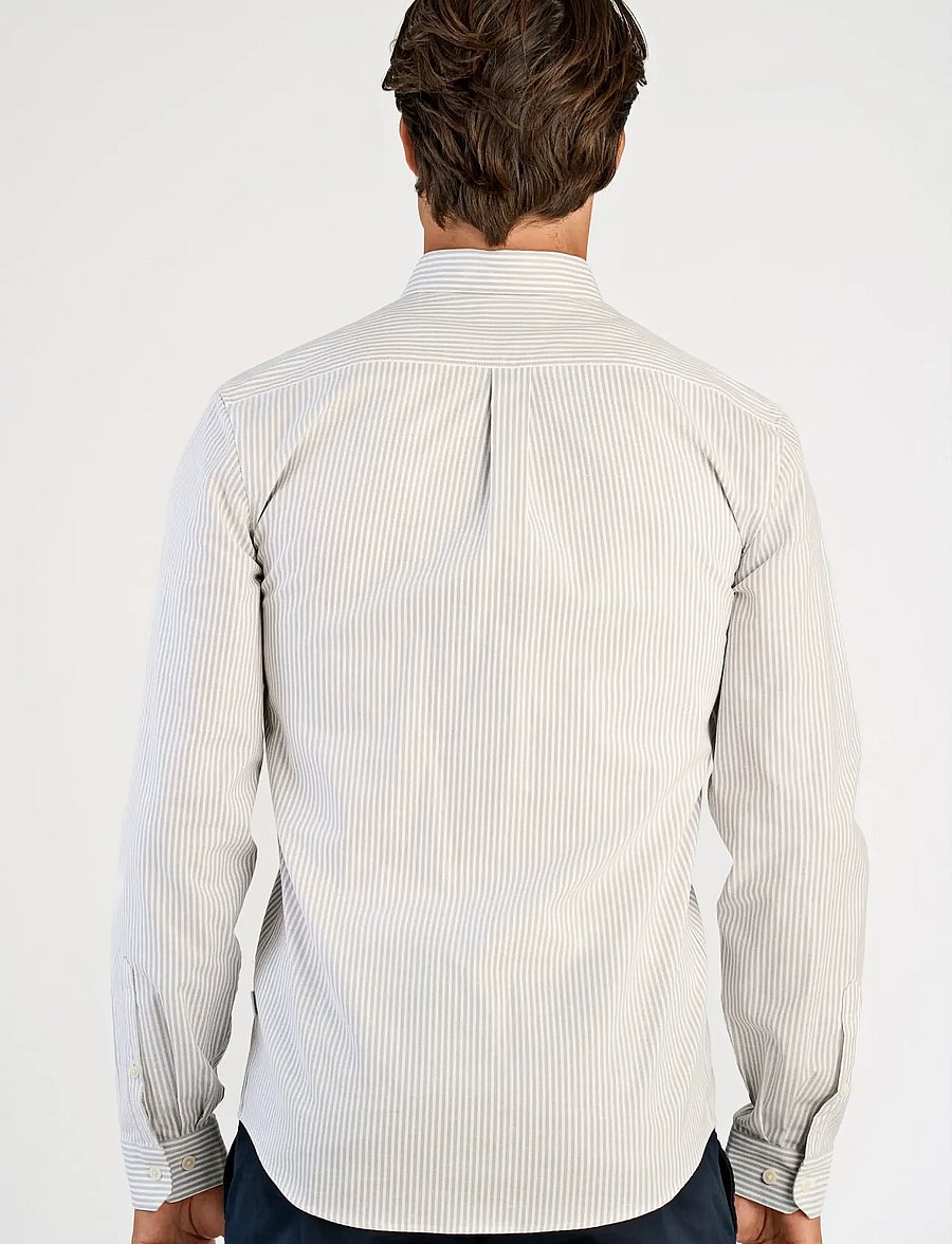 Lindbergh - Striped superflex oxford L/S - randiga skjortor - stone grey - 4