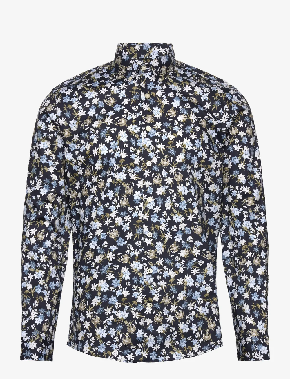 Lindbergh - AOP floral shirt L/S - kuviolliset paidat - blue - 1