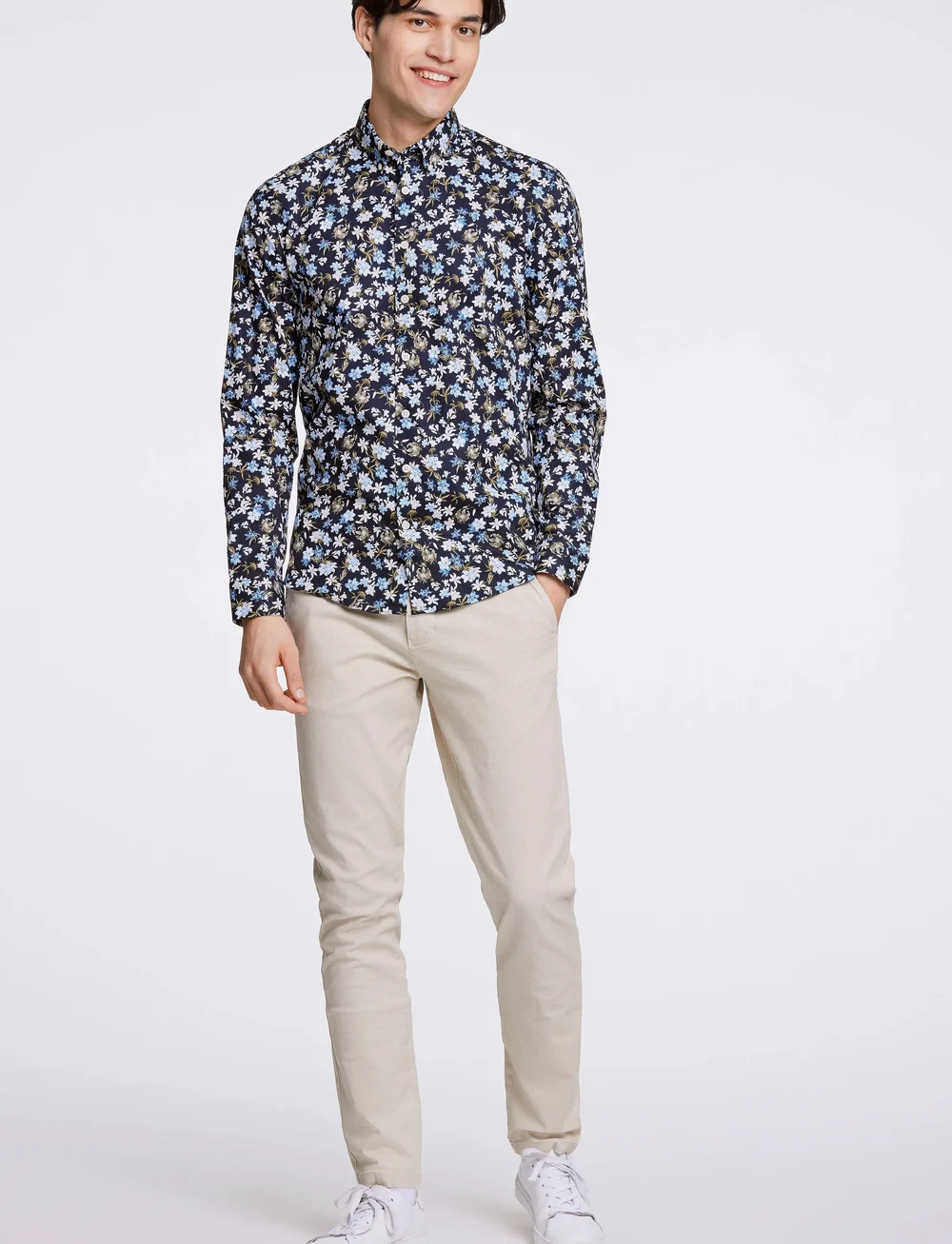 Lindbergh - AOP floral shirt L/S - kuviolliset paidat - blue - 4