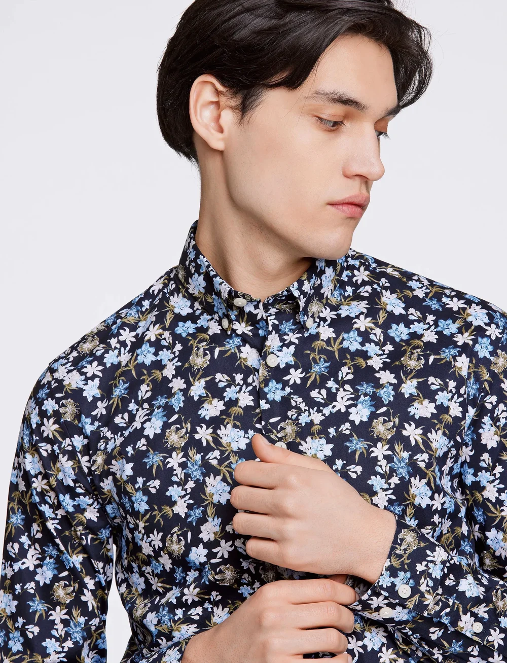 Lindbergh - AOP floral shirt L/S - kuviolliset paidat - blue - 5