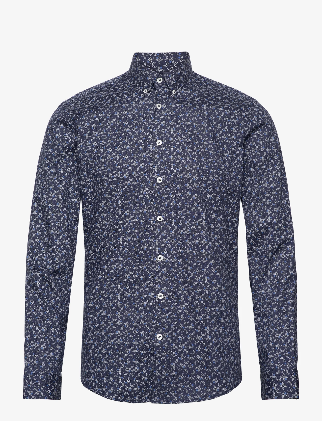 Lindbergh - Printed superflex shirt L/S - penskjorter - dk blue - 0