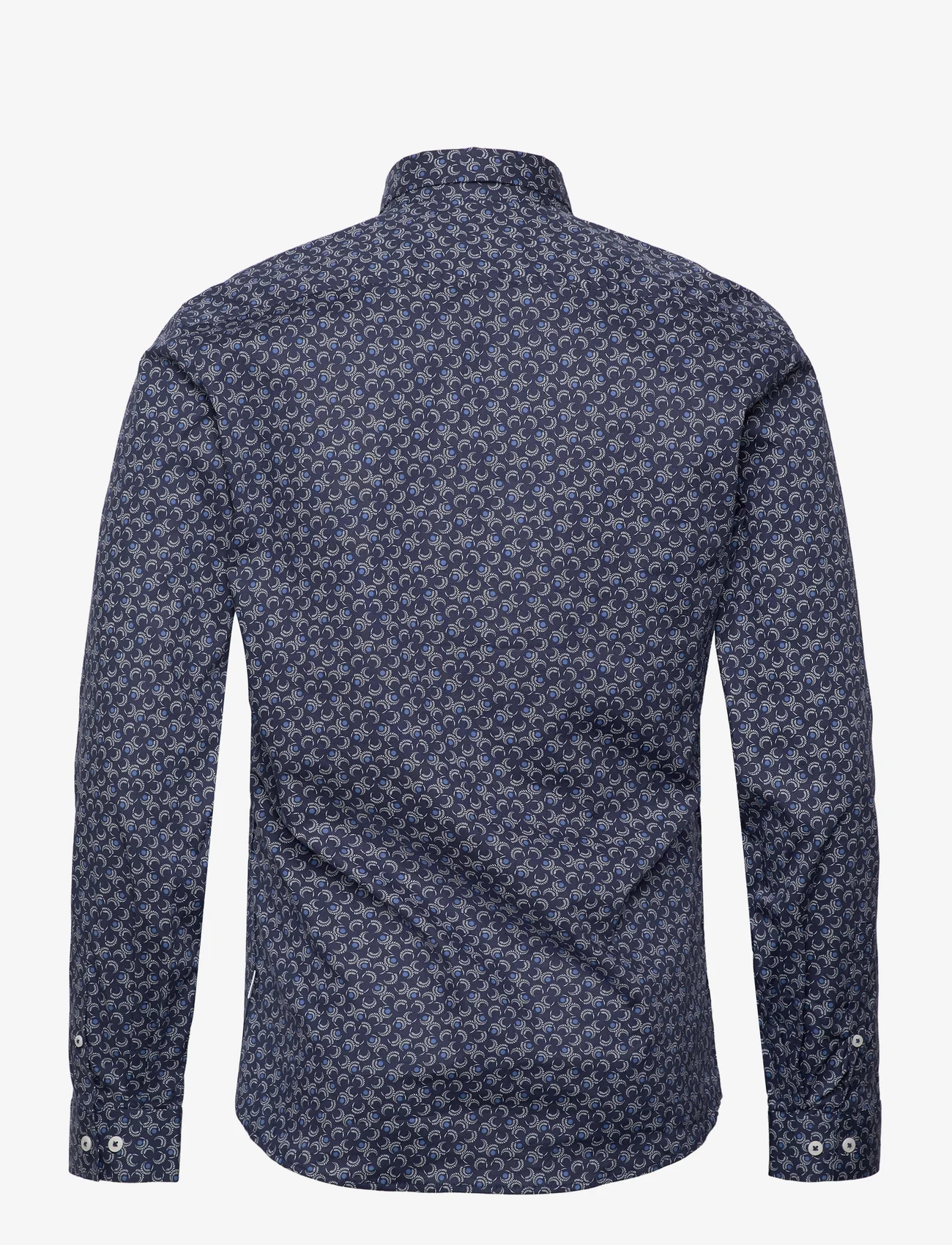 Lindbergh - Printed superflex shirt L/S - penskjorter - dk blue - 1