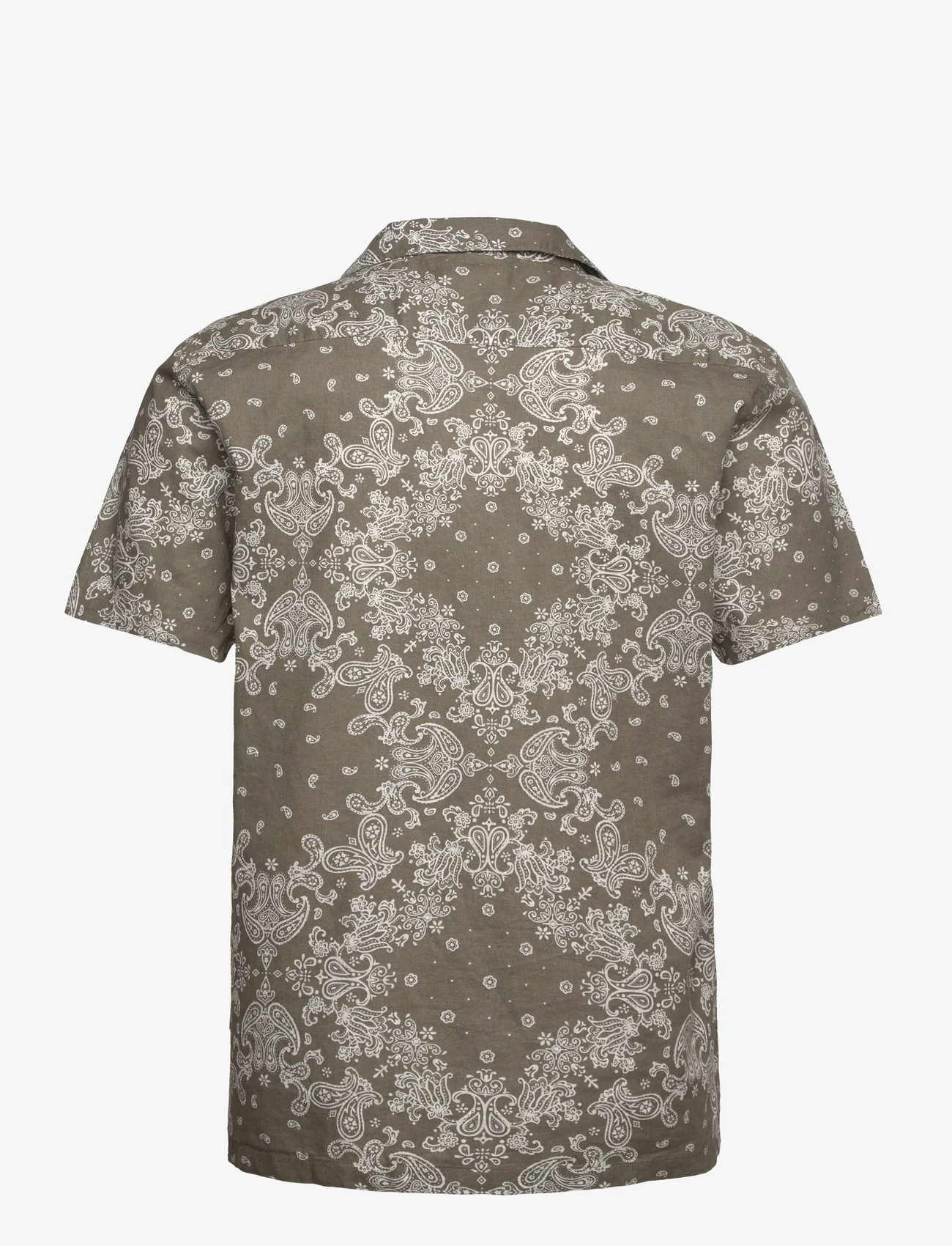 Lindbergh - Paisley AOP shirt S/S - kortärmade skjortor - lt army - 1