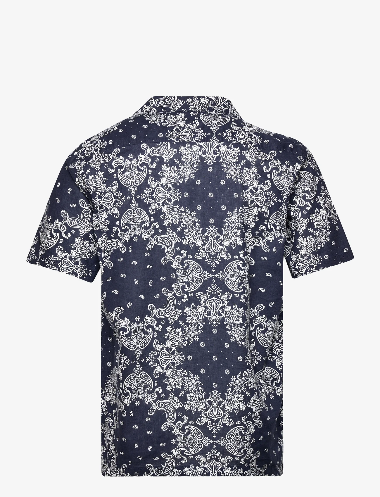 Lindbergh - Paisley AOP shirt S/S - kortærmede skjorter - navy - 1