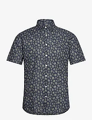 Lindbergh - Leaf printed shirt S/S - linen shirts - dk blue - 0